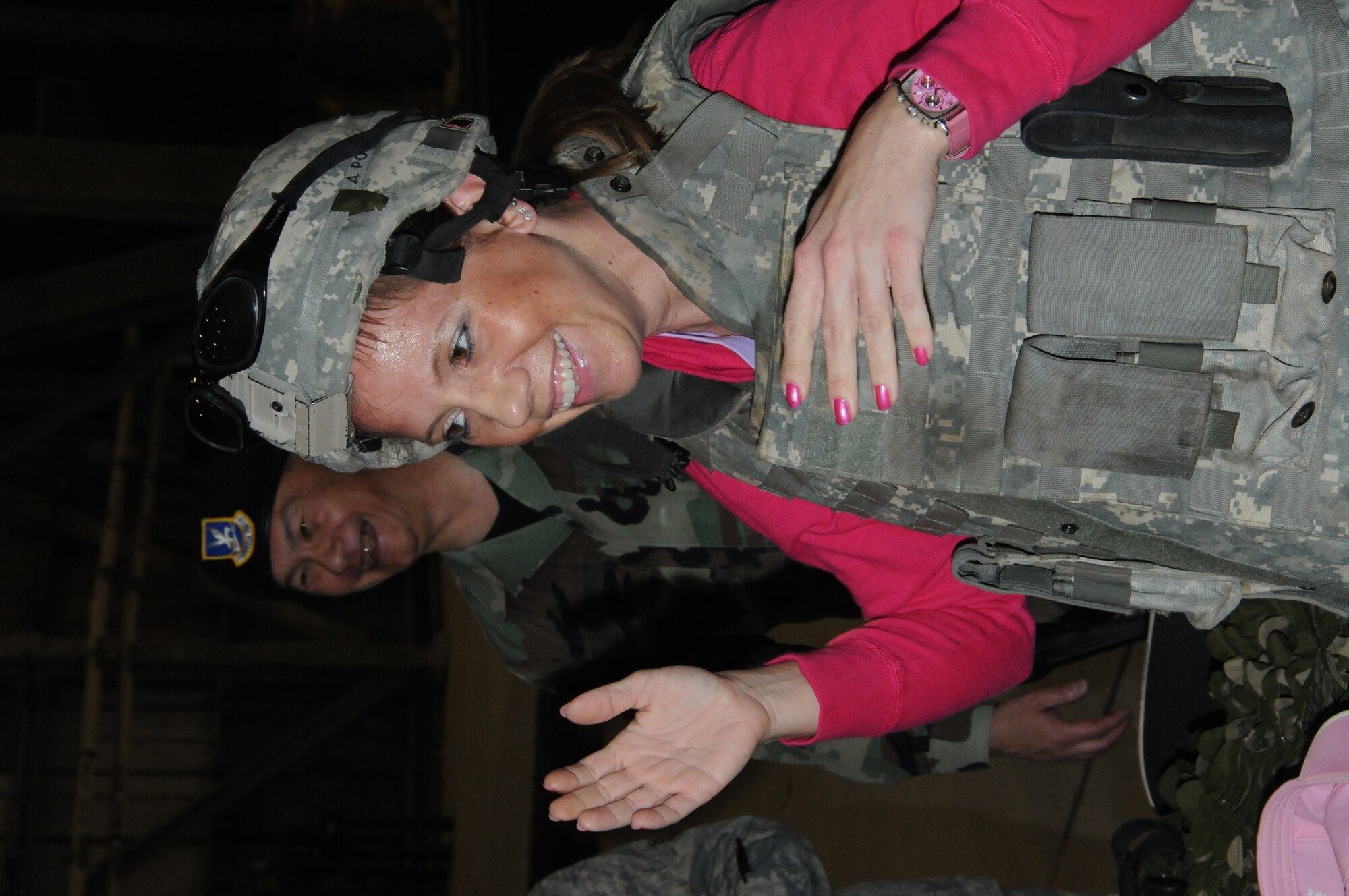 SEYMOUR JOHNSON AIR FORCE BASE, N.C. -- An employer tries on security forces equipment during the a recent Employer Day hosted by the 916th Air Refueling Wing.