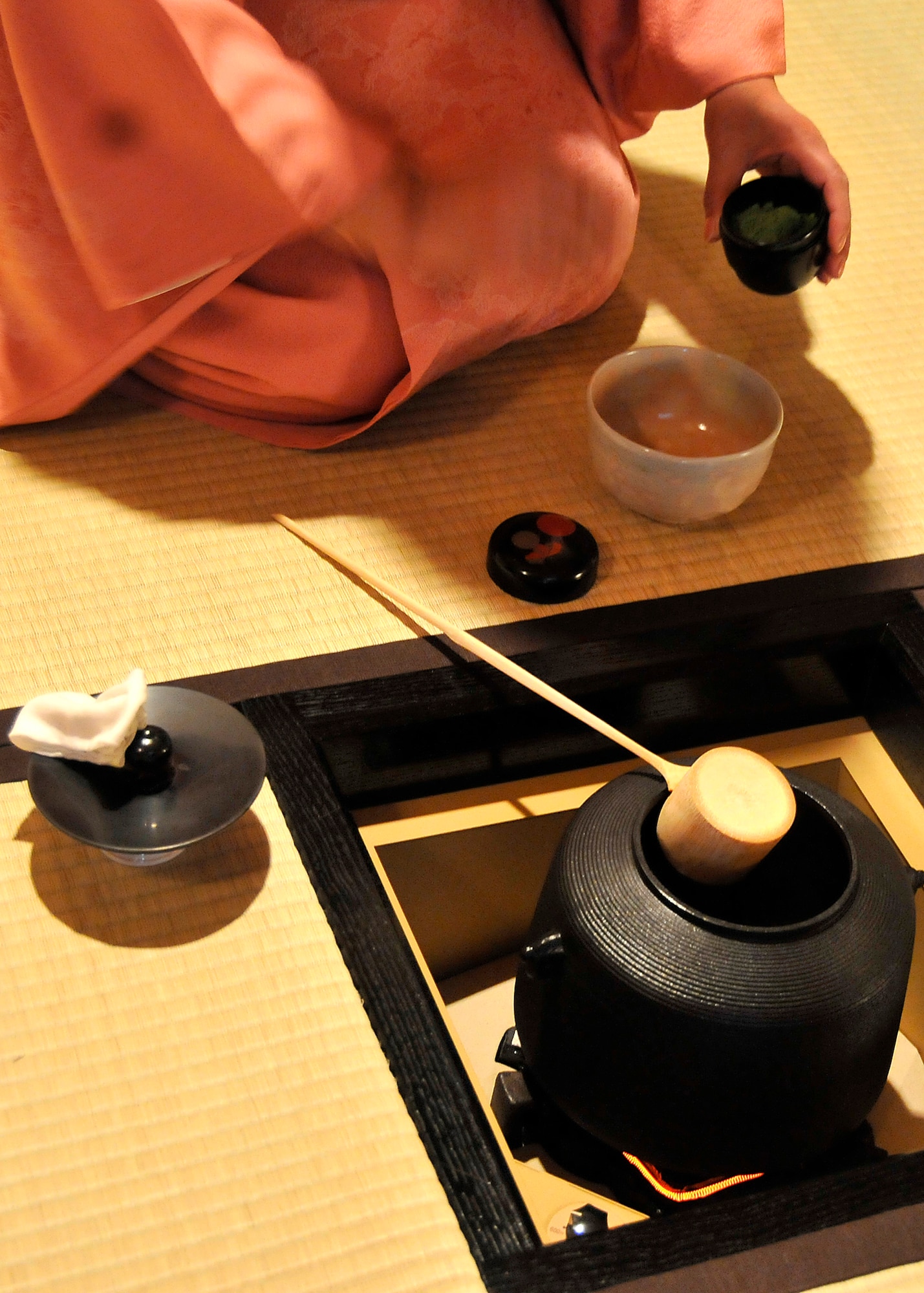 MISAWA CITY, Japan -- Ineko Sakaki makes traditional Japanese tea during a tea ceremony class in the Misawa International Center March 6, 2009.  Mrs. Sakaki teaches approximately three classes a month. (U.S. Air Force photo by Senior Airman Chad Strohmeyer)