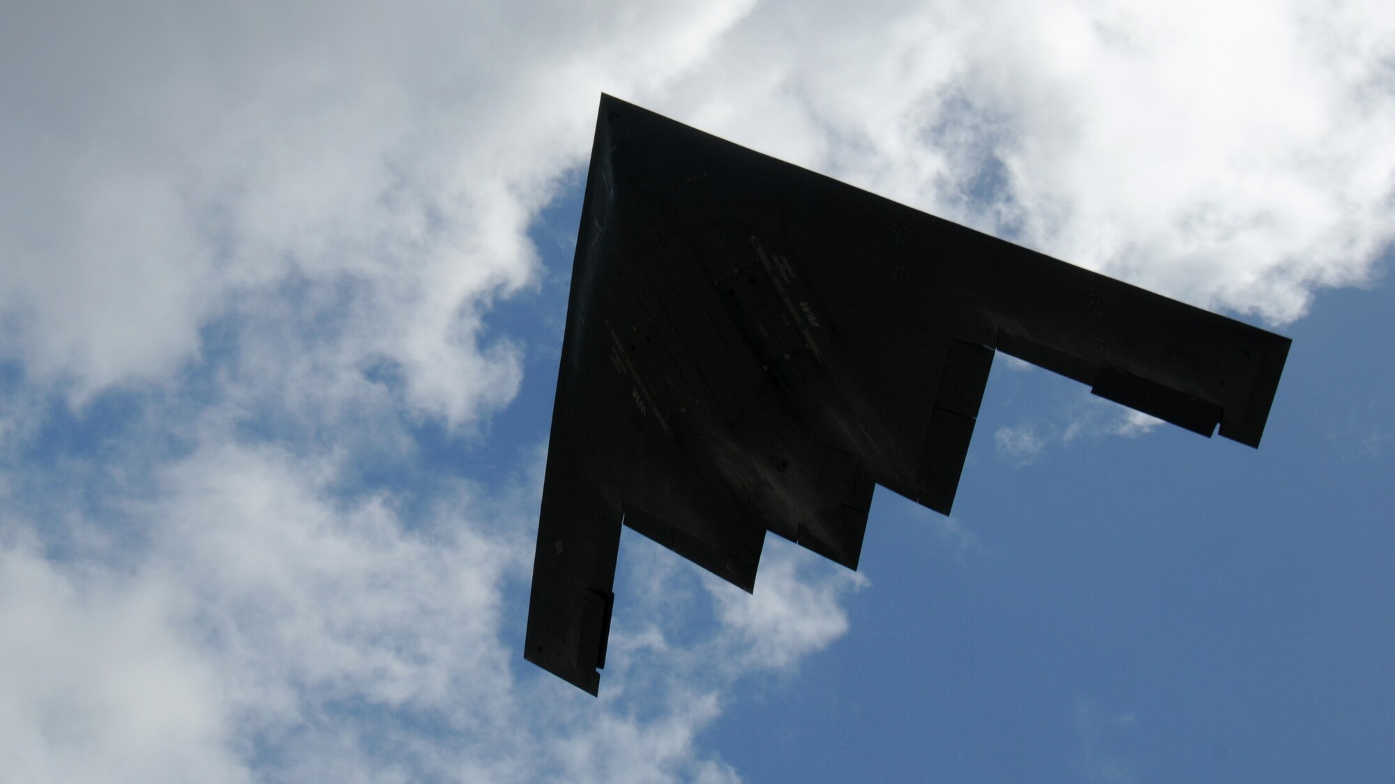 A B-2 Spirit from the 509th Bomb Wing, 13th Bomb Squadron Whiteman
Air Force Base, Mo., gets airborne at Andersen Air Force Base, Guam March 4. More than 250 Airmen and four B-2 Spirits are deployed to Andersen as part of a continuing operation of maintaining a bomber presence in the region.(U.S. Air Force photo/Semior Airman Ryan Whitney)