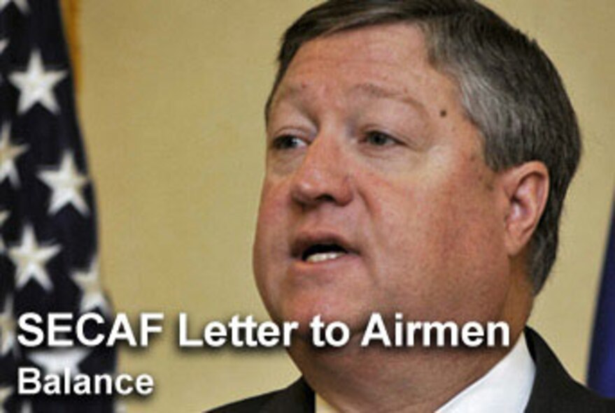 In his latest Letter to Airmen, Secretary of the Air Force Michael B. Donley discusses creating balance across the Air Force. (U.S. Air Force photo illustration/Mike Carabajal) 