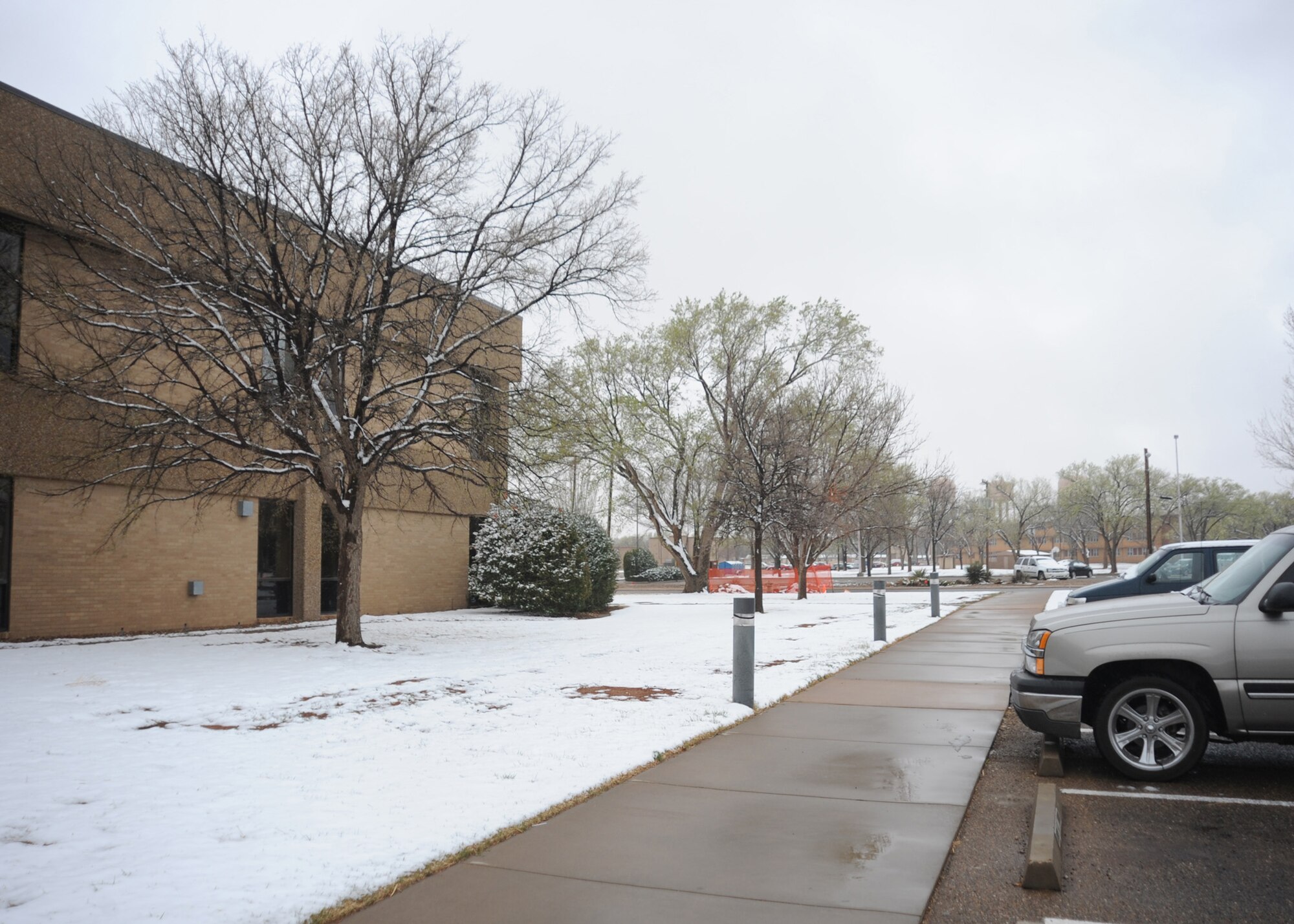 CANNON AIR FORCE BASE, N.M.--The base saw its first snow since Jan. 27 on Friday. Approximately 1.5 inches of snow has accumulated so far, with about three inches total expected to fall by early evening of March 13. (U.S. Air Force photo by Airman 1st Class Maynelinne De La Cruz)  