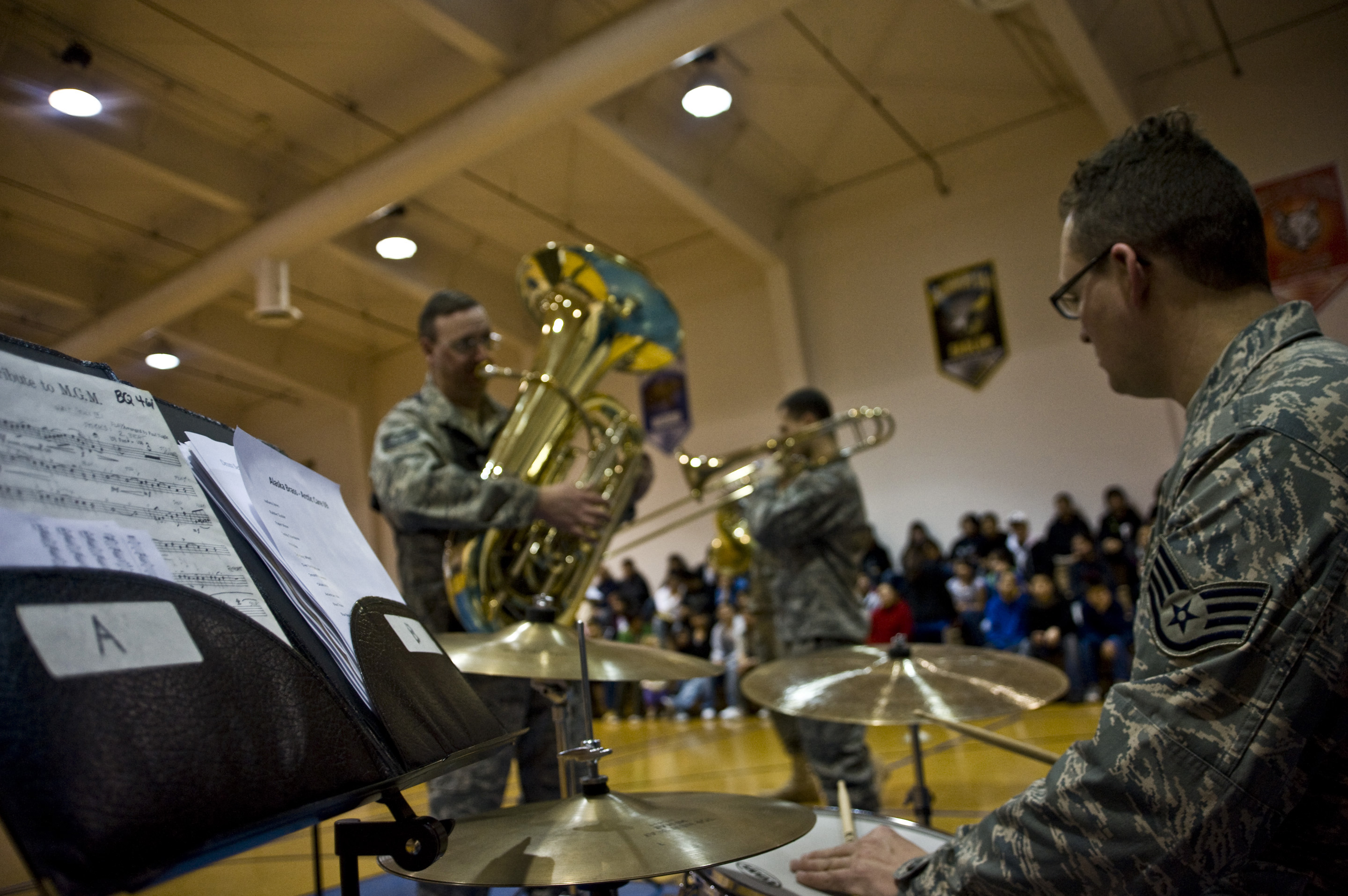 AF's Alaska Brass delight students of Mountain Village > Eielson Air