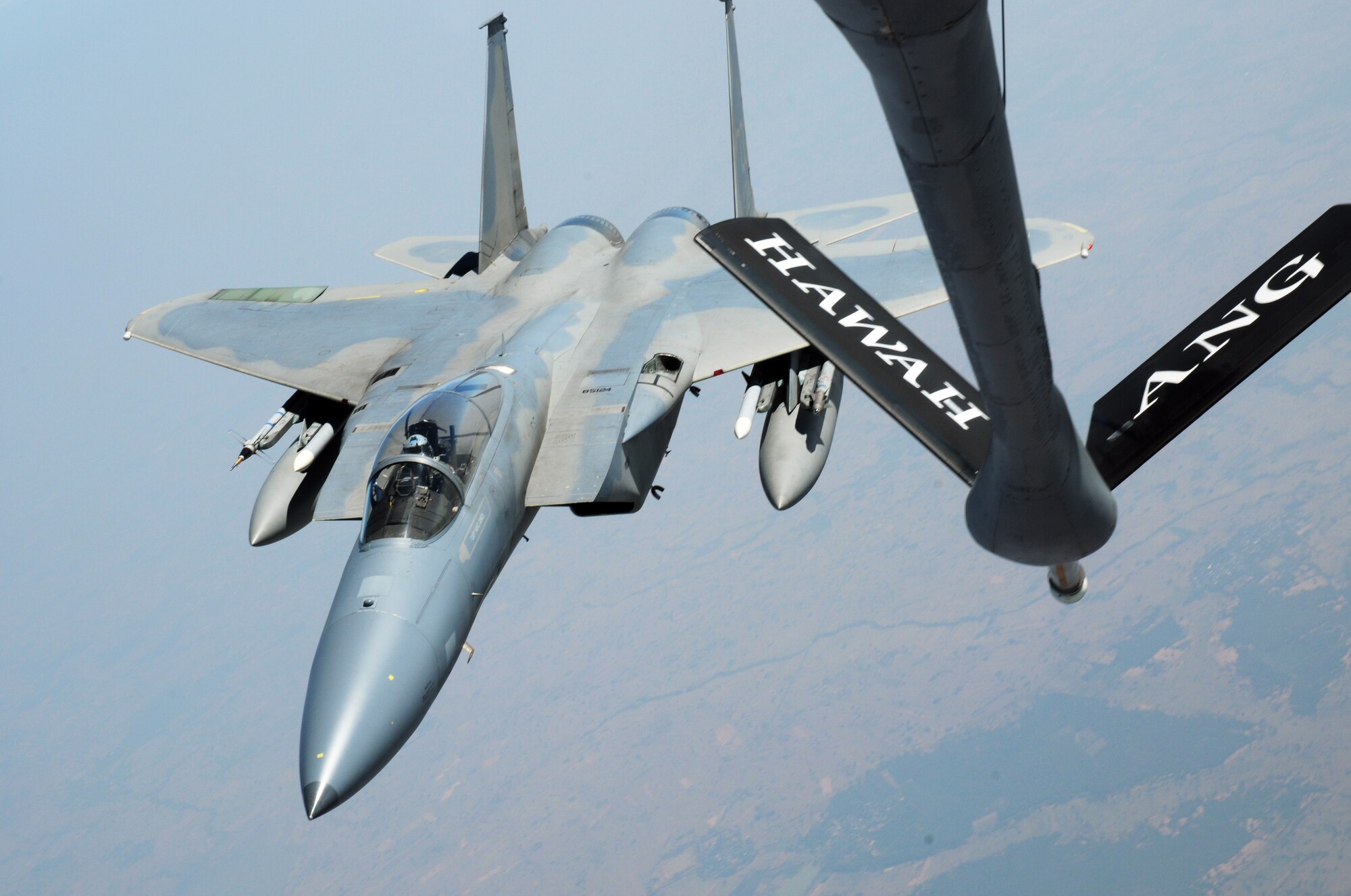A U.S. Air Force F-16 from Kadena Air Base, Japan, is refueled by an Air National Guard KC-135 Tanker from Hickam Air Force Base, HI, as part of the refueling phase of the Cope Tiger 2009 exercise at Korat Royal Thai Air Force Base, Thailand on March 12. 

Cope Tiger is an annual exercise held in Thailand to improve combat readiness and combined and joint interoperability of U.S., Thai and Singaporean forces while enhancing regional security and providing humanitarian support.
(U.S. Air Force Photo/Staff Sgt. Angelique Perez) 