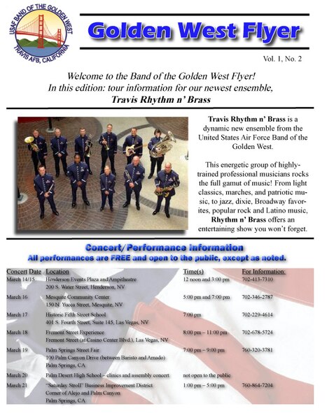 Air Force Band of the Golden West Schedule
