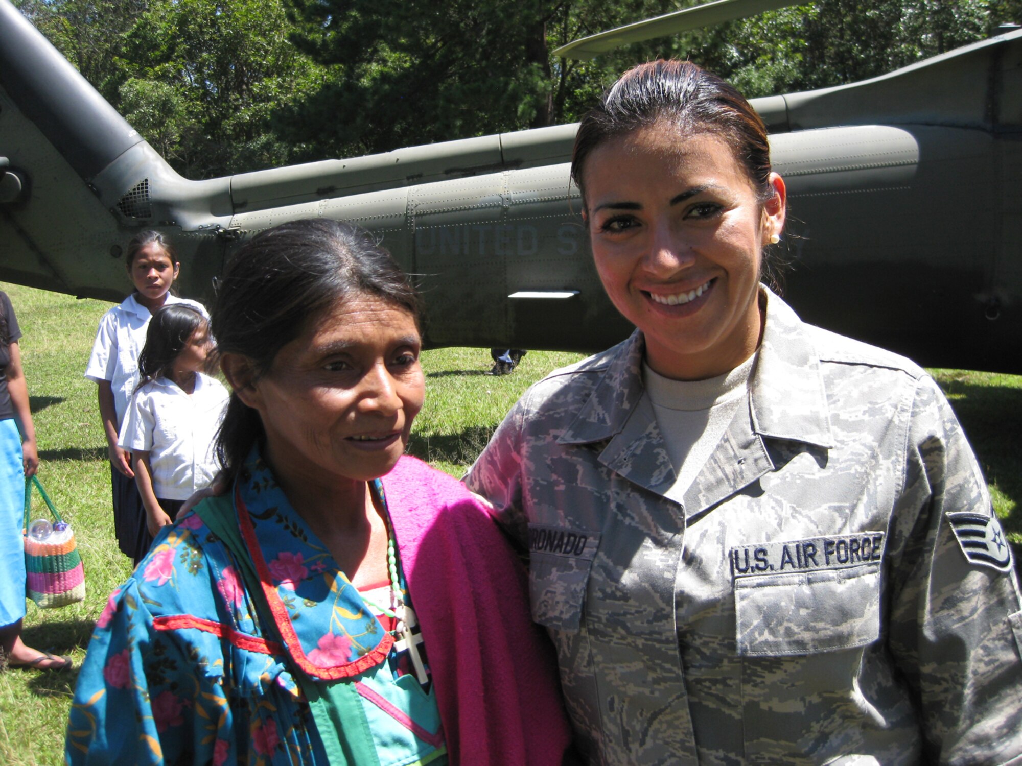 A Lenca tribeswoman was among the many local people Staff. Sgt. Marina Coronado enjoyed meeting during a four-month deployment in Honduras. The month of March was declared Women's History Month to recognize the contributions of women like Sergeant Coronado, an information manager assigned to the 931st Operations Support Flight. (Courtesy photo) 