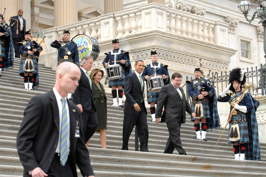 Band of the U.S. Air Force Reserve performs for St. Patrick's Day Luncheon.  This annual event, hosted by the Speaker of the House was attended by the President of the United States, Vice President of the United States, and the Prime Minister of Ireland.  (Official Air Force photo by Andy Morataya, Pentagon Air Staff Photographer) 