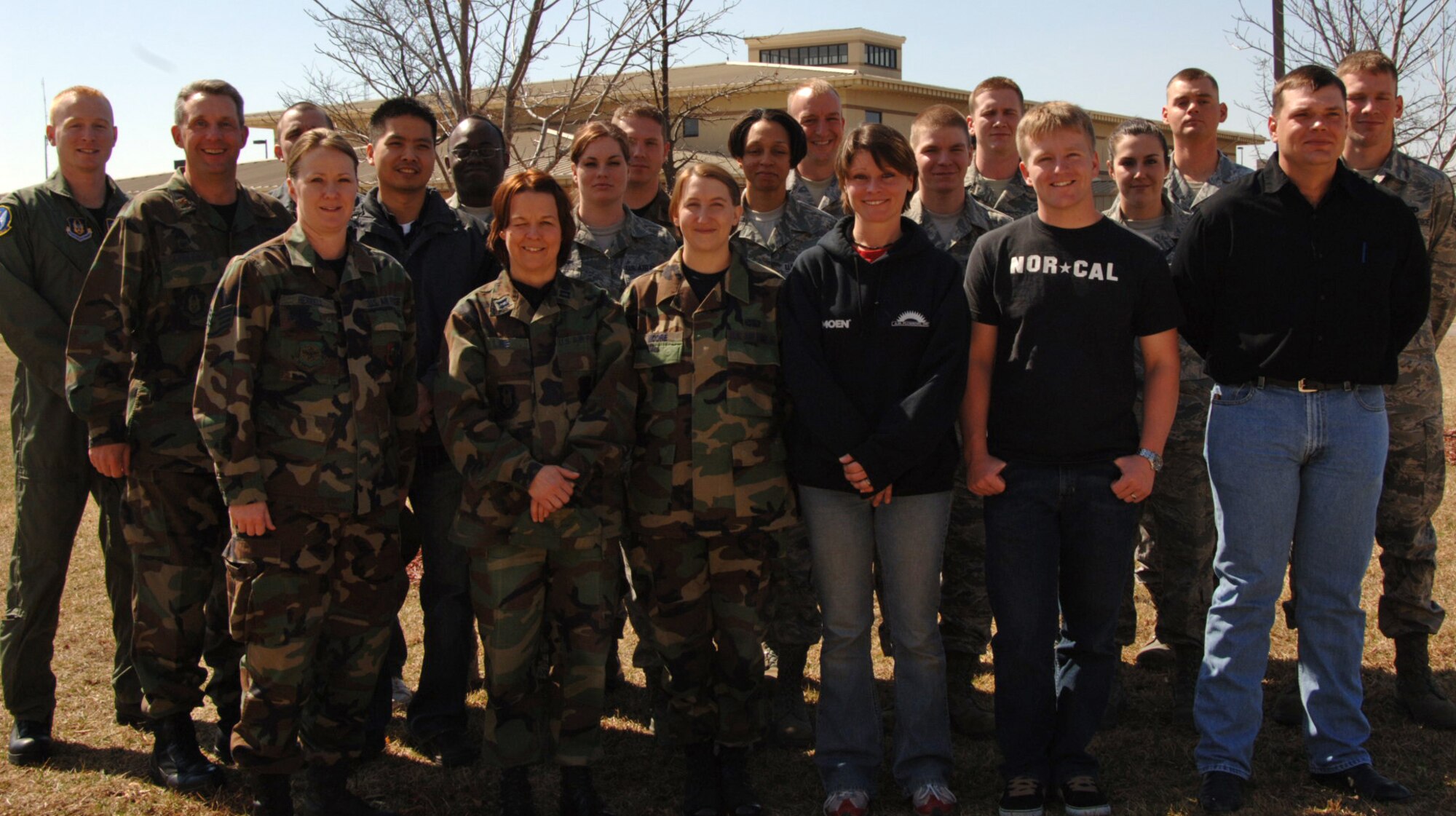 The 931st Air Refueling Group welcomed its largest newcomers orientation during its March drill weekend than it had since the unit formed at McConnell Air Force Base, Kan., in 1995. Pictured are, from left to right: (front row) Staff Sgt. Kimberly Herrell, Capt. Rebecca Lee, Staff Sgt. Jennifer Moore, Senior Airman Melody Adair, Senior Airman Richard Lloyd, Staff Sgt. Brendon Elsea, (middle row) Maj. Daniel Schneider, Staff Sgt. Kevin Sze, Staff Sgt. Rebekah Metcalfe, Staff Sgt. Tynesia Riley, Airman 1st Class Cameron Keating, Senior Airman Katie Widger, (back row) Senior Airman Gregery Brashier, Staff Sgt. Gregory Cooper, Staff Sgt. Richard Sharp, Staff Sgt. Joshua Grotte, Tech. Sgt. Jeffrey Hall, Senior Airman Matthew Rowsey and Senior Airman Nathaniel Shelley. (U.S. Air Force photo/Staff Sgt. Connor Burkhard) 
