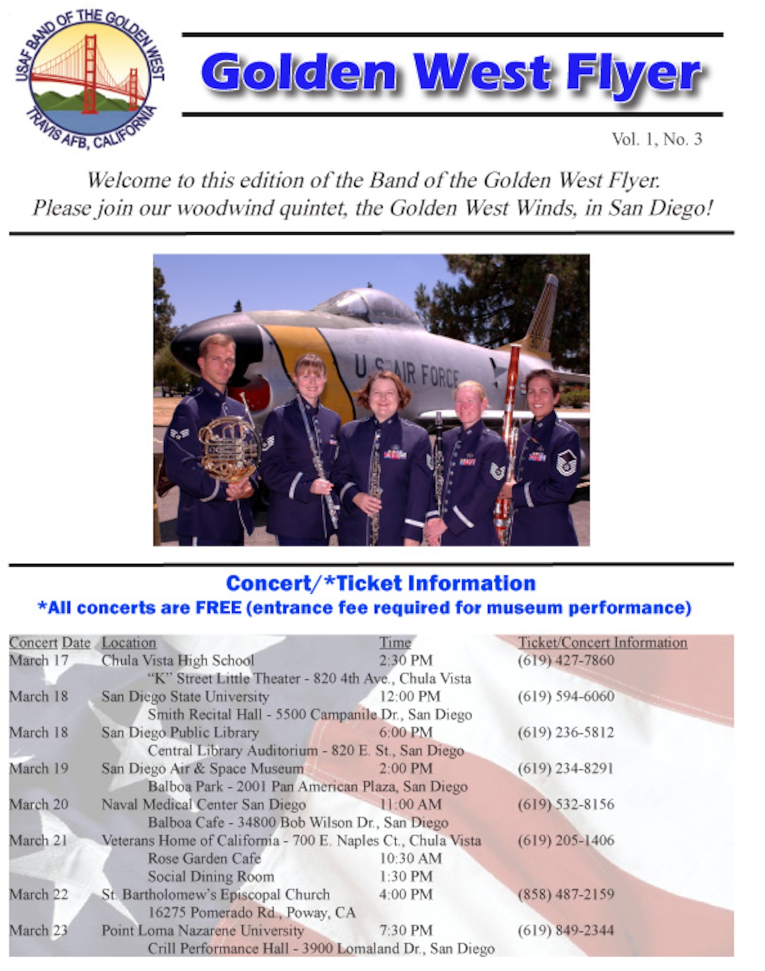 Air Force Band of the Golden West Schedule #2
