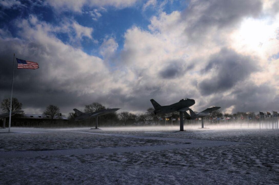 LANGLEY AIR FORCE BASE, Va.-- AirPower Park is seen covered with snow after
a snowstorm here March 2. Langley was hit with parts of the largest snowfall Virginia has seen in the last three years. (Photo courtesy of Mr. Laita Snapp)