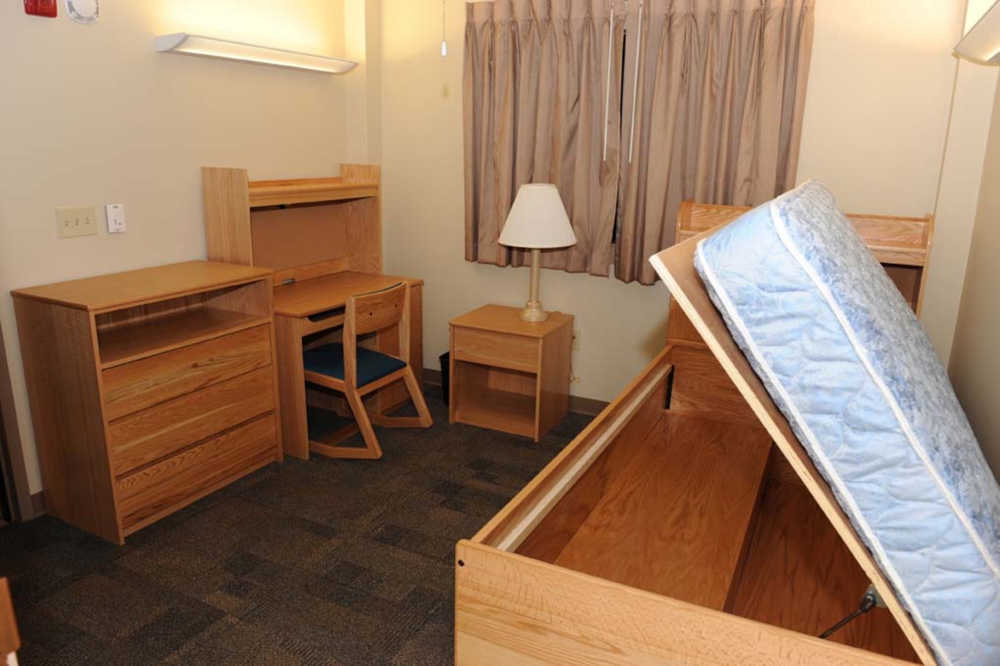 SHAW AIR FORCE BASE, S.C. -- Each Airman living in Shaw's new dormitory has his or her own private bedroom with a private bathroom and walk-in closet. The new dorm officially opened March 13 during a ribbon cutting ceremony and has room for 144 occupants. (U.S. Air Force photo/Senior Airman Matthew Davis)