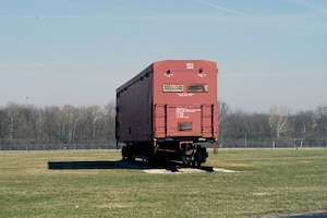 DAYTON, Ohio -- Peacekeeper Rail Garrison Car at the National Museum of the United States Air Force. (U.S. Air Force photo)