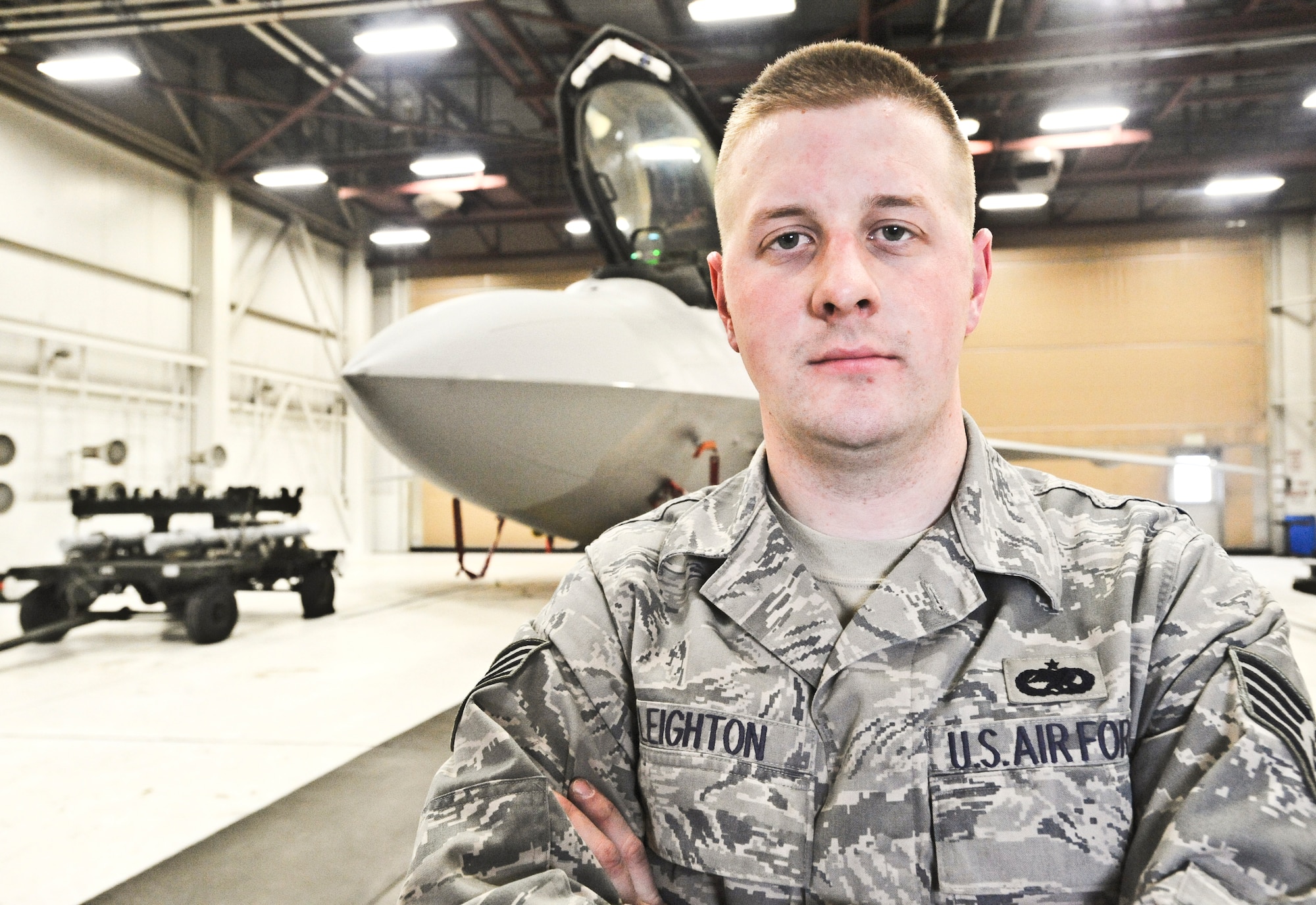 ELMENDORF AIR FORCE BASE, Alaska -- Staff Sgt. Jason Leighton, 90th Aircraft Maintenance Unit, is the 2009 Lt. Gen. Leo Marquez Award winner in the Munitions/Missile Technician Supervisor Category. The Marquez Award is one of the highest honors for a maintainer for Air Force-level awards. (U.S. Air Force photo/ Senior Airman Matthew Owens)