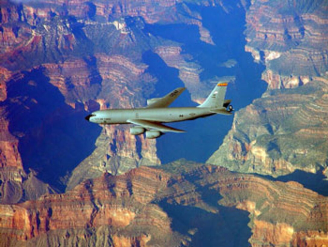 KC-135 flies over the Grand Canyon