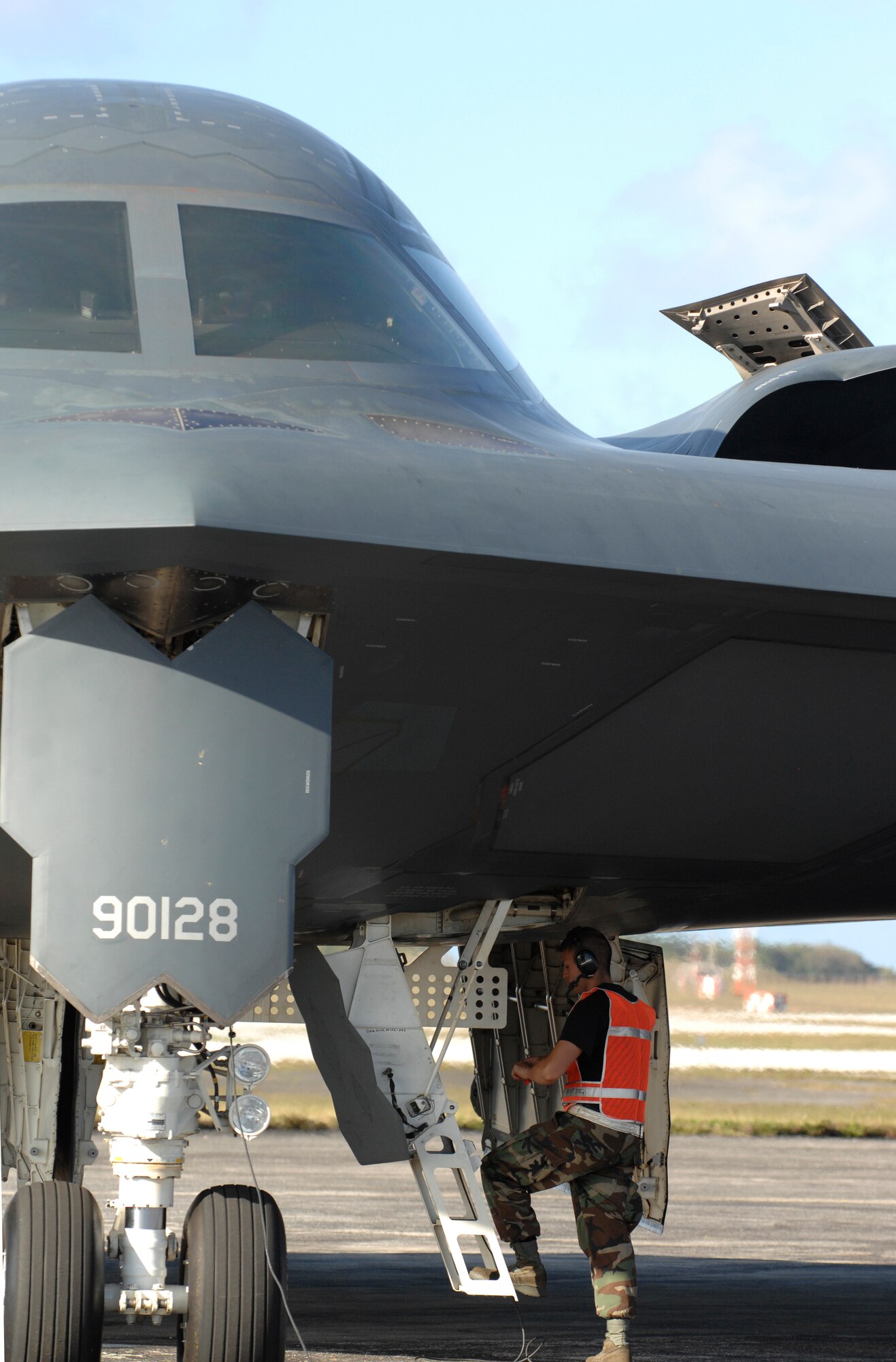 Airman 1st Class, Joshua Silva prepares to launch a B-2 Spirit from the 509th Bomb Wing, 13th Bomb Squadron Whiteman Air Force Base, Mo., March 13, during a Polar Lightning exercise originating at Andersen AFB, Guam. The Polar Lightning missions are flown to showcase the global reach and power of U.S. bomber force and at the same time the sorties give aircrews an incredible opportunity to hone their skills. Strategic bombers are part of the continuous rotating bomber presence deployed to Andersen. The bomber rotation is aimed at enhancing regional security, demonstrating U.S. commitment to the Pacific region. The Air Force will continue to rotate bombers and fighters on a regular basis to ensure regional stability. Airman Silva is deployed to Andersen and assigned to the 36th Expeditionary Maintenance Squadron.
(U.S. Air Force photo/ Master Sgt. Kevin J. Gruenwald) released

























  












 











































  












 

























