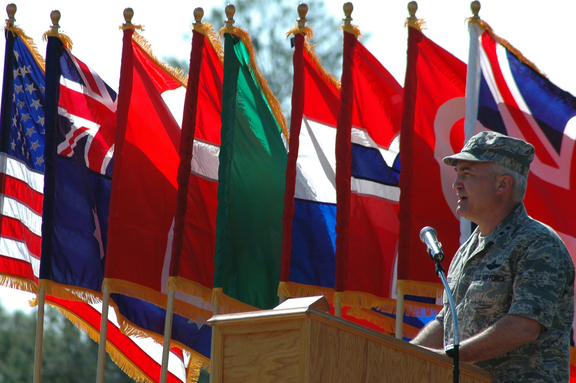 EGLIN AIR FORCE BASE, Fla. -- Maj. Gen. Erwin Lessel, speaks at agroundbreaking ceremony, marking the beginning of construction of the F-35 Lightning II Joint Strike Fighter training facility began after a  March 20, here. (U.S. Air Force photo/ Airman Anthony Jennings)