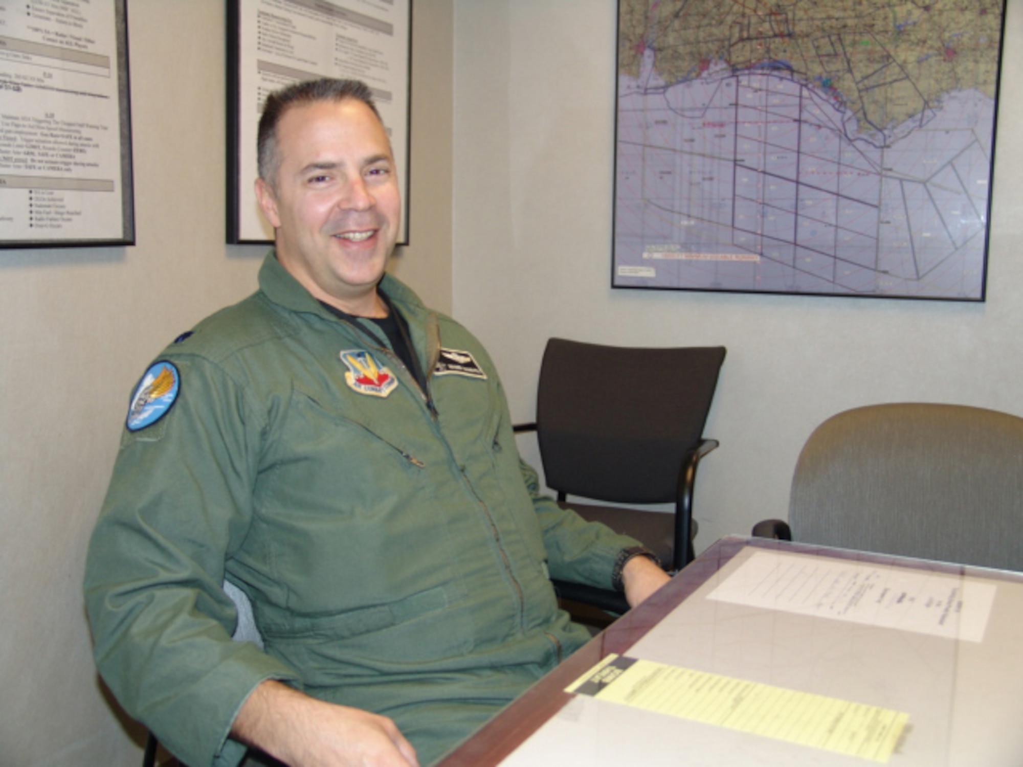 EGLIN AIR FORCE BASE, Fla. - Lt. Col. Sam Shaneyfelt, recent 85th Test and Evaluation Squadron commander, laughs after talking about the test process at Eglin. The 85th TES pilots test F-15 and F-16 capabilities in combat-simulated scenarios. (Noel Getlin/U.S. Air Force photo)