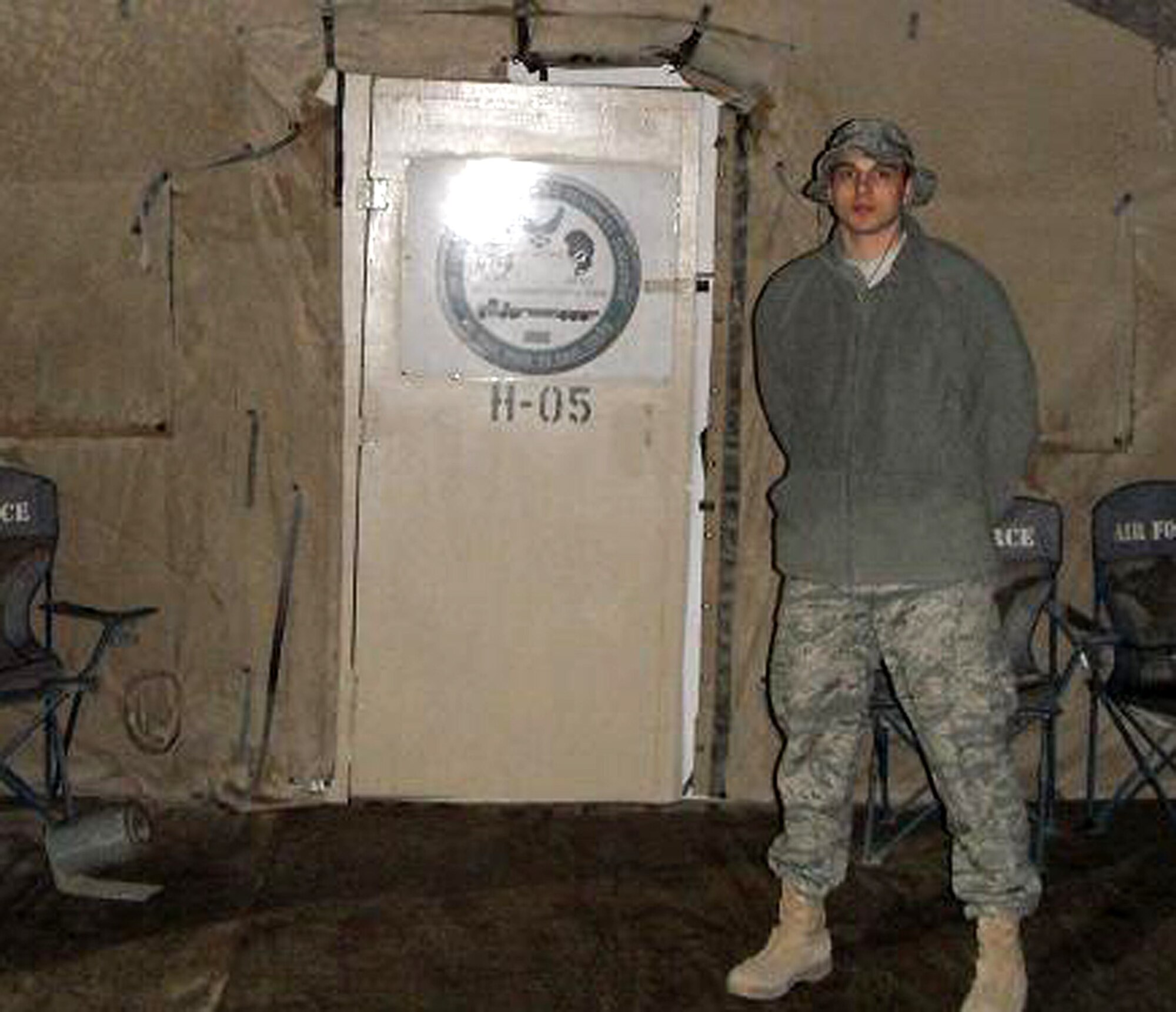 SOUTHWEST ASIA -- Senior Airman Justin Sheldon, 386th Expeditionary Medial Group mental health technician, is deployed from Grand Forks Air Force Base, N.D. (U.S. Air Force courtesy photo)