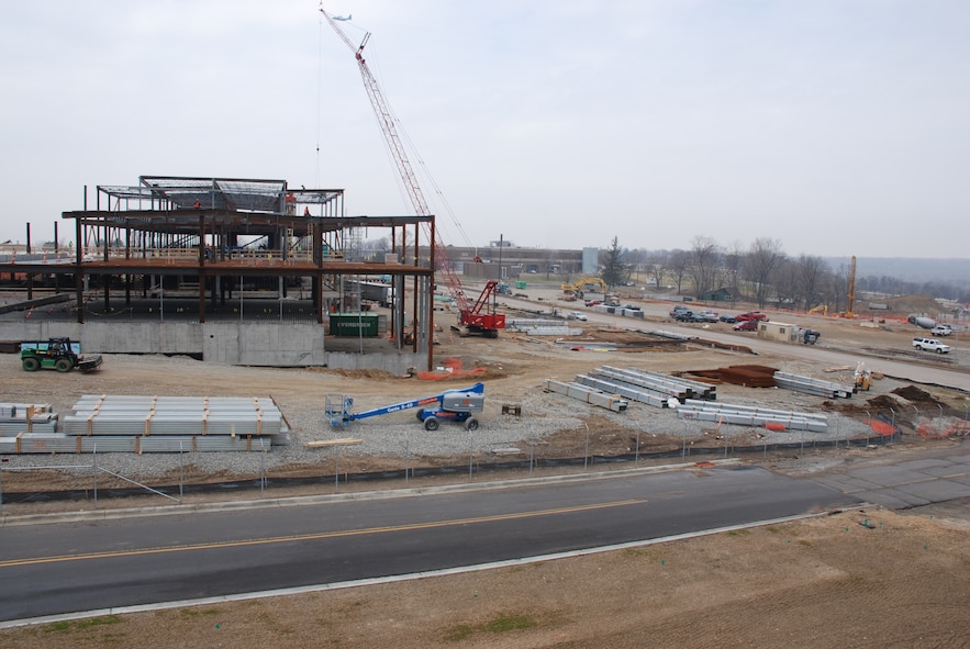 Construction of office and lab space for the incoming missions of the 711th Human Performance Wing is ahead of its scheduled completion date as the Wing celebrates its first anniversary. (Photo by Chris Gulliford, 711 HPW)