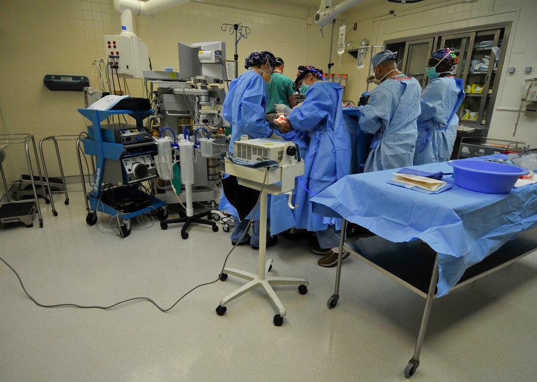 Dr. Eileen Dauer, 779th Surgical Operations Squadron, performs a septorhinoplasty and inferior turbinate reduction at Malcolm Grow Medical Center on Andrews Air Force Base, Md.  This procedure will help her patient breathe better through his nose and improve his quality of sleep.  Dr. Dauer is a Otolaryngologist (Ears Nose and Throat Clinic) at Malcolm Grow Medical Center.  National Doctor's Day is March 30th.  (U.S. Air Force photo by Tech. Sgt. Suzanne M. Day)(Released)
