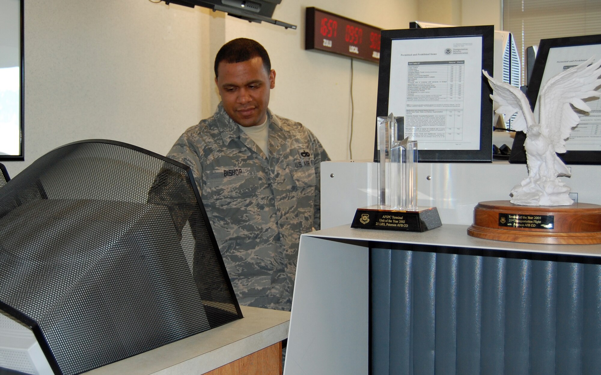 Tech. Sgt. Michael Bishop, 21st Logistics Readiness Squadron, was selected for this week's First Knight award. This award is designed to recognize outstanding Airmen each week for the work they do every day. (Air Force photo by 1st Lt. Carolyn Griffin)