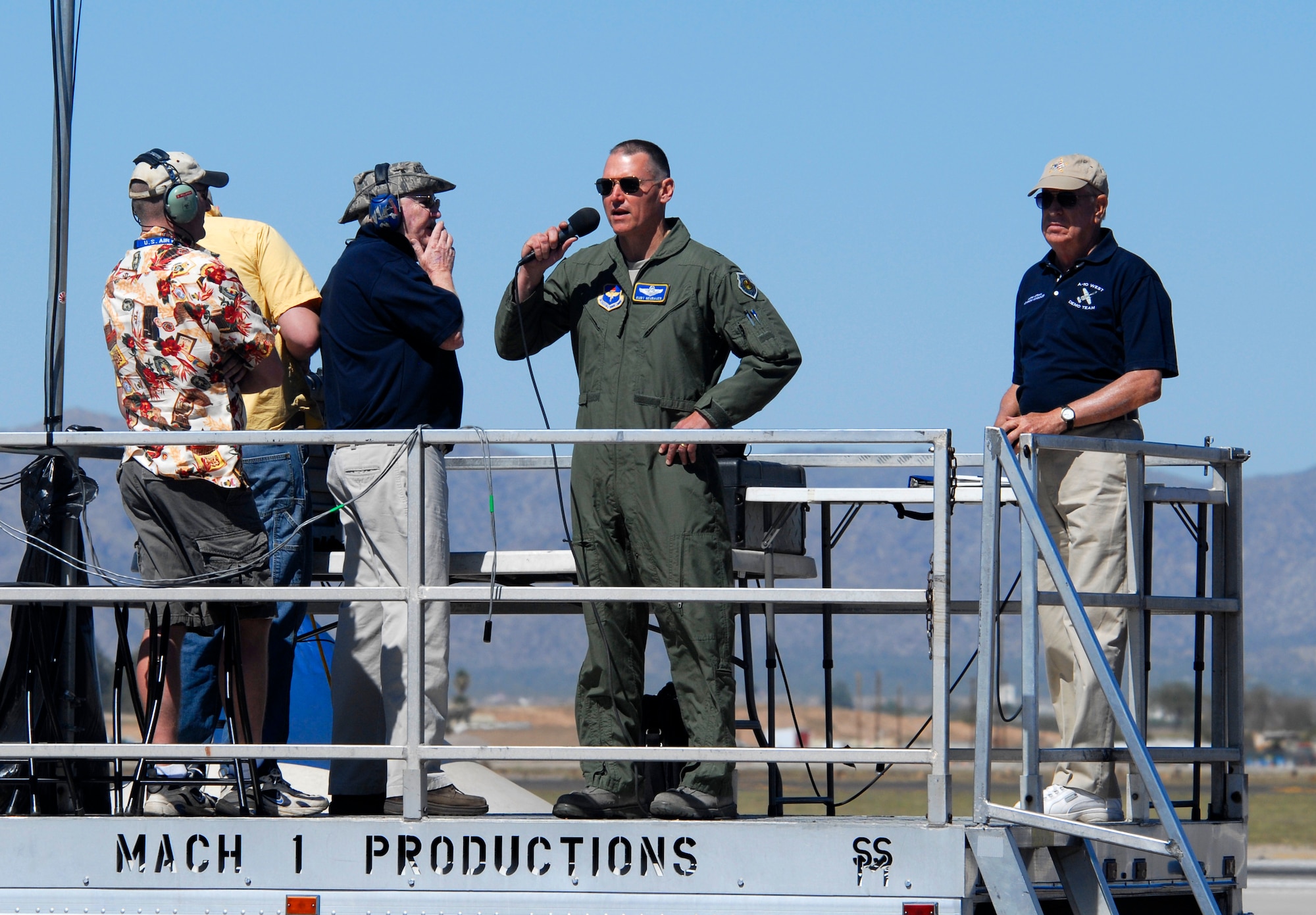 Brig. Gen. Kurt Neubauer, 56th Fighter Wing commander welcomes the local community during the opening of the 2009 Luke Thunder in the Desert Air Show, March 21. (U.S. Air Force photo/Staff Sgt. Ian Dean)