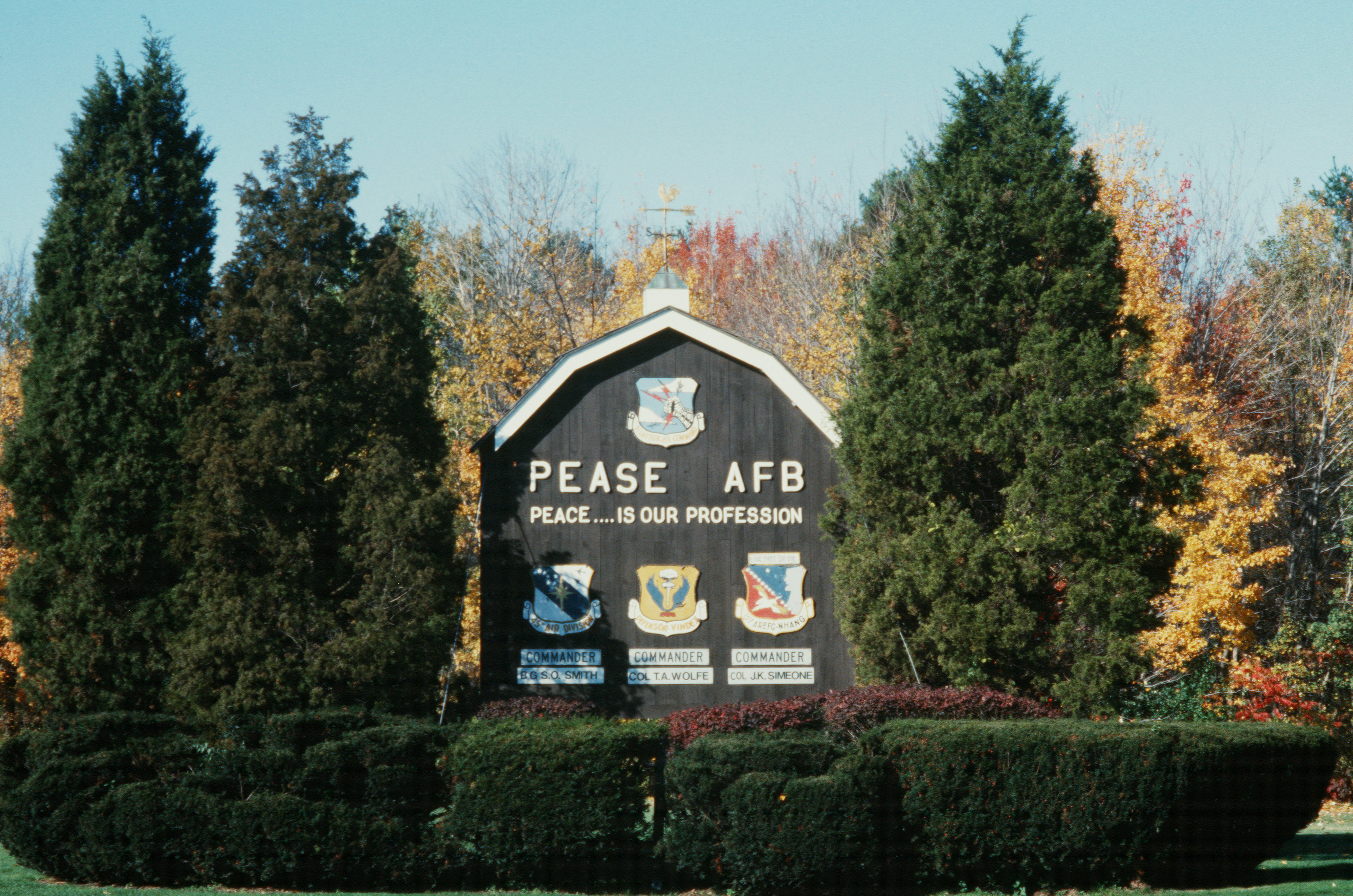 The old entrance sign to Pease AFB