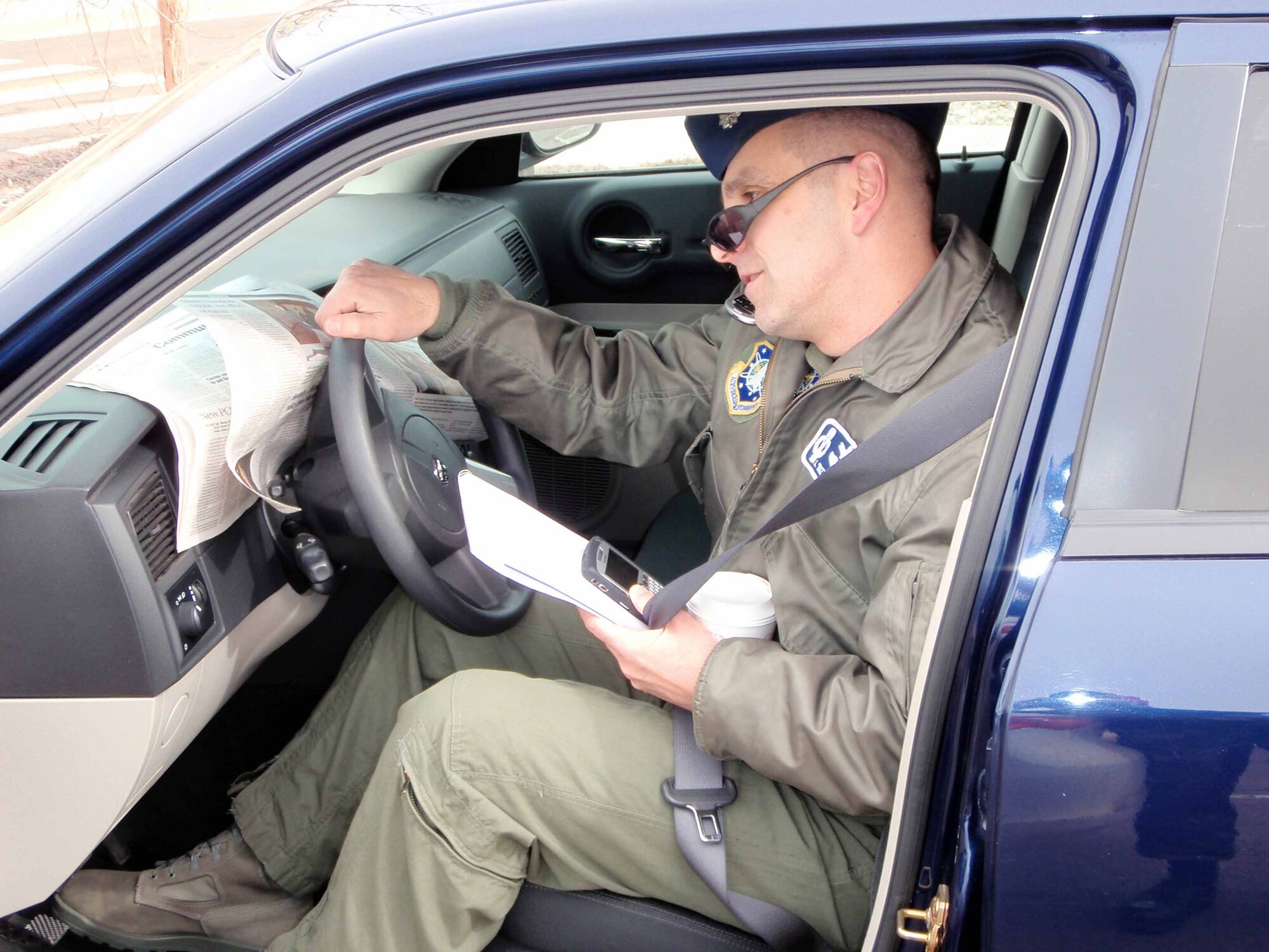 Base Safety staff would like to remind all personnel to make their daily driving habits safe ones. Even a split second distraction can cause a mishap while driving. Reading the newspaper, checking a map, sipping your coffee or taking a quick call can cause you to direct your attention away from the serious business of staying on the road and avoiding obstacles. Remember that cell phone use without an approved hands free device (not the speaker mode) is prohibited on base. Seat belts must be worn at all times by all riders in the vehicle. Most important “Think Safety-Practice Safety-And Safety Happens.” (U.S. Air Force Safety Photo)