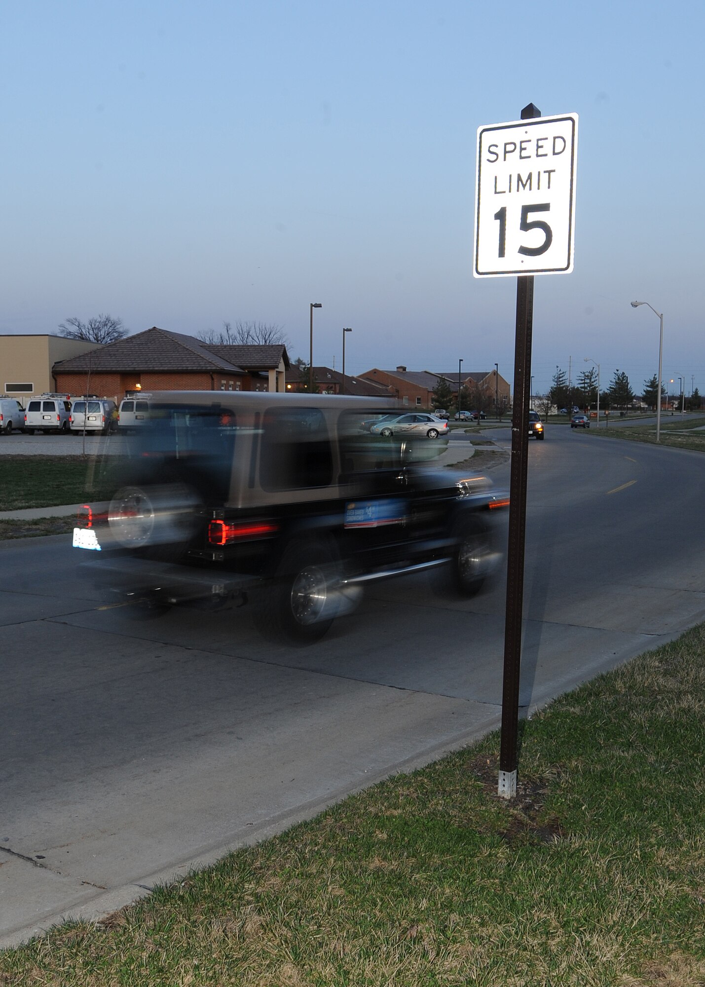 SCOTT AIR FORCE BASE, Ill. --The new speed limit throughout all areas of base housing is 15 miles per hour. This speed limit is down from the previous 20 mph and 30 mph that were posted in some areas of housing. The speed limit drop is due to many people not following the rules and driving faster than is safe for the area. (U.S. Air Force photo/Airman 1st Class Wesley Farnsworth)