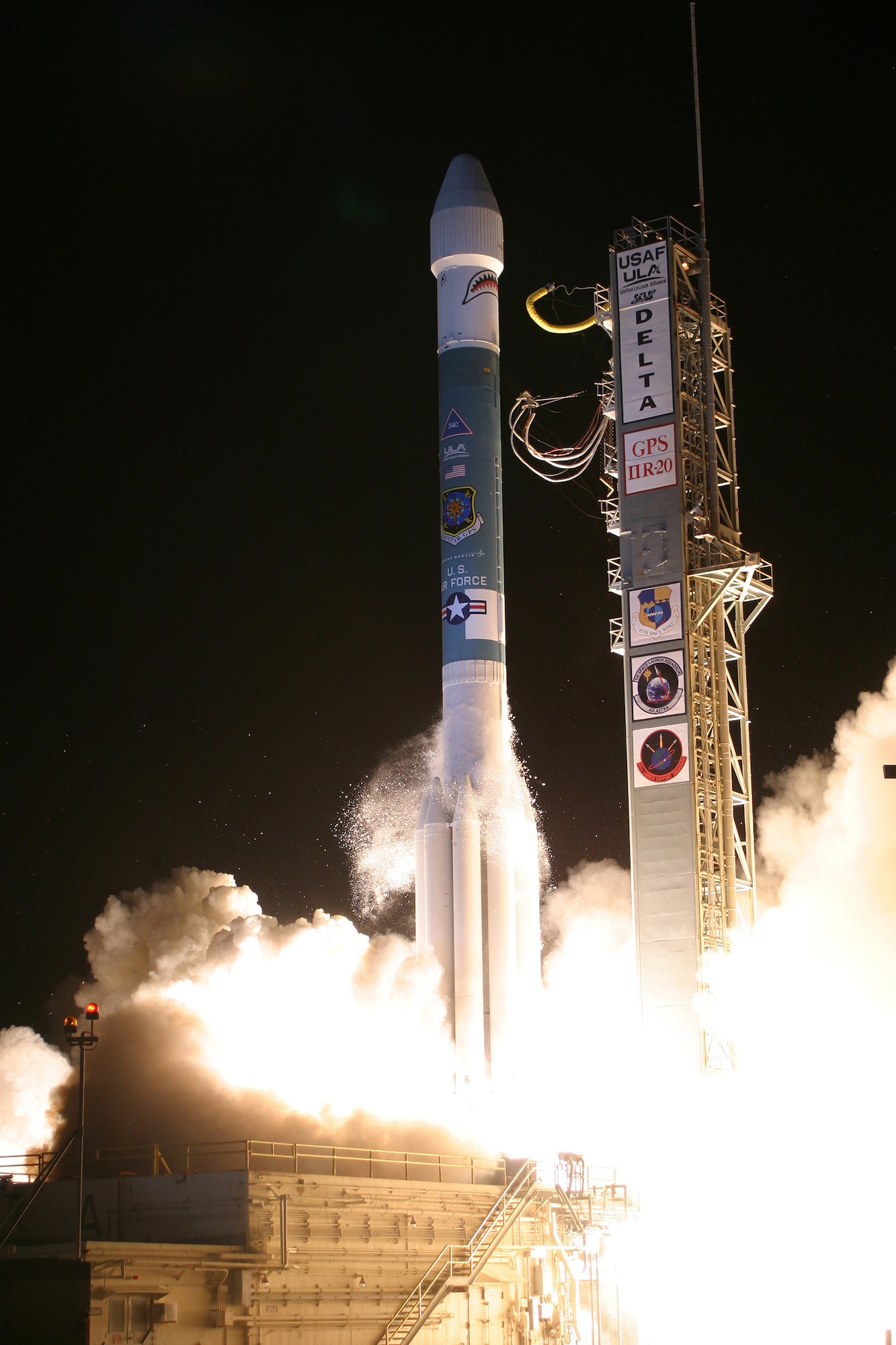 A Delta II rocket carrying the Air Force's GPS IIR-20(M) satellite lifts off from Cape Canaveral Air Force Station, Fla., at 4:34 a.m. Eastern Daylight Time March 24. Space systems operators with the 2nd and 19th Space Operations squadrons at Schriever Air Force Base, Colo., took control of the new satellite 68 minutes after launch. (United Launch Alliance photo/Carleton Bailie) 
