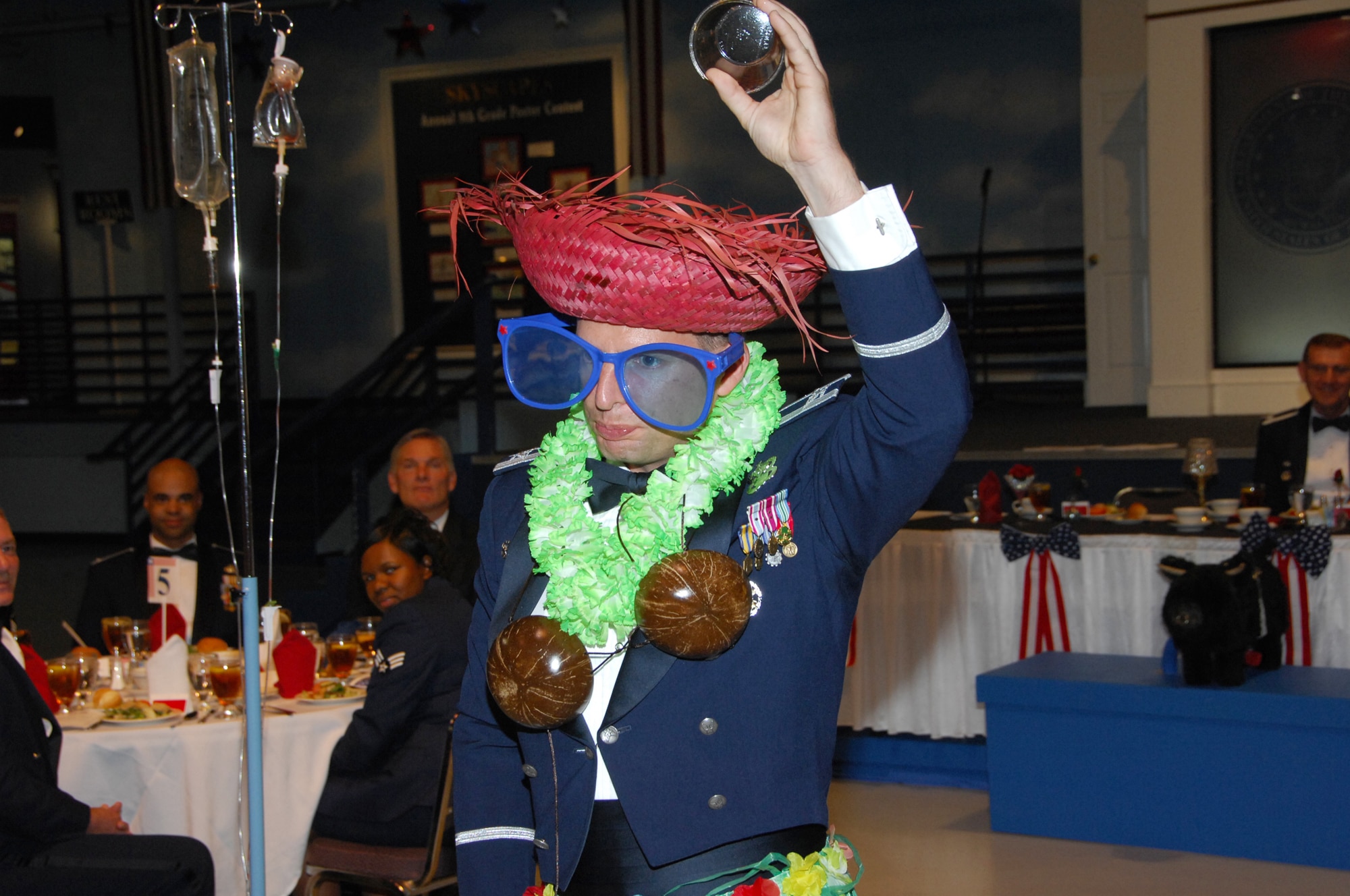 Col. Patrick Higby, 78th Mission Support Group commander, claims to have set the Robins record for most trips to the Grog Bowl at the 2007 Dining Out. 
U.S. Air Force file photo by Claude Lazzara