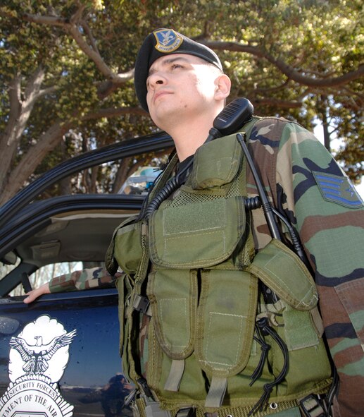 Staff Sgt. Alejandro “Alex” C. Alvarado, 129th Security Forces, is the 2008 Air Force Outstanding Security Forces Reserve Airman of the Year. (U.S. Air Force photo by Master Sgt. Daniel Kacir) 