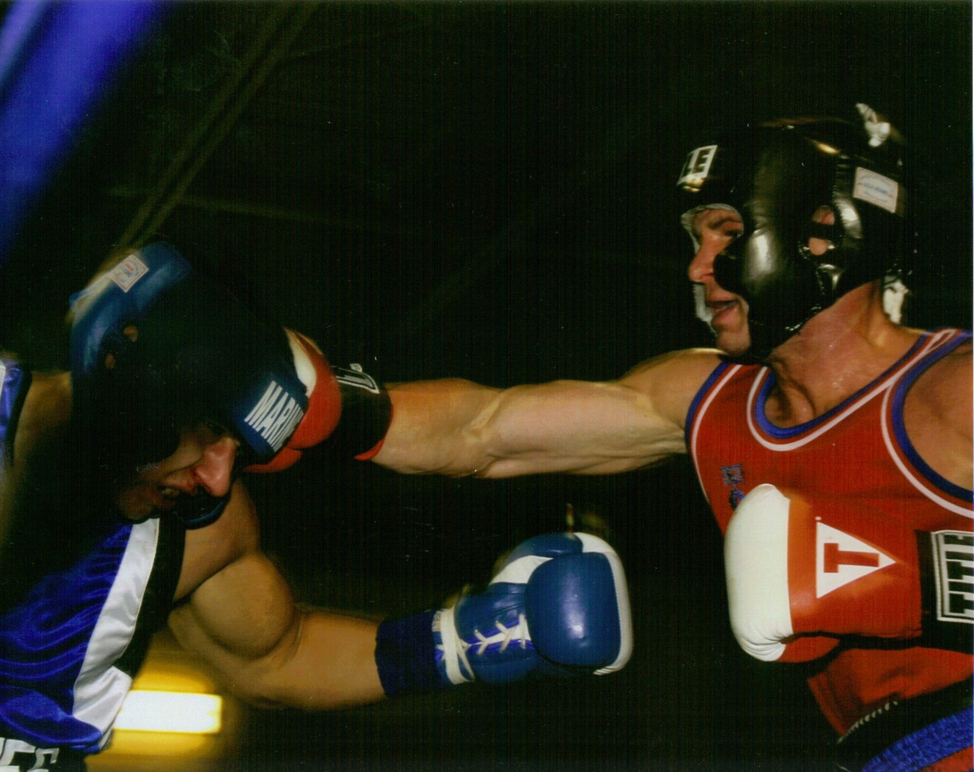 Airman 1st Class Nicholas Alwan, 14th Air Support Operations Squadron, throws a punch during a recent boxing match in his preparations to attend the Air Force Boxing Trial Camp at Lackland AFB, Texas. (U.S. Air Force Photo)
