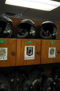 Retired Capt. Brian Ratzlaff's locker is displayed in the 560th Flying Training Squadron before his freedom flight last week. (U.S. Air Force photo by Steve White)