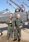 Lt. Col. Chris Causey, 560th Flying Training Squadron, stands with retired Capt. Brian Ratzlaff after the former POW?s freedom flight March 26. Mr. Ratzlaff, who was shot down and captured by the North Vietnamese in September 1972, became the 194th Freedom Flyer. (U.S. Air Force photo by Steve White)