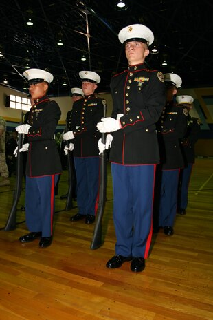Matthew C. Perry’s Junior Reserve Officer Training Corps program performs close order drill during the 2009 Far East JROTC Competition, here March 30 through April 1. M.C. Perry took top honors in this year’s Far East JROTC competition.
