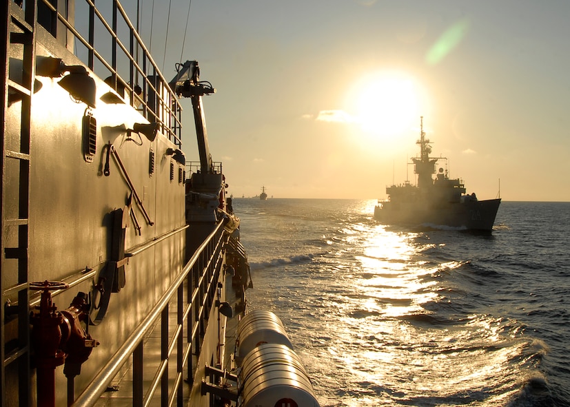 ATLANTIC OCEAN (April 24, 2009) -Mexican ship ARM Oaxaca (PO-161) passes by ARM Mina (F-214) in the Atlantic Ocean Apr. 24. Oaxaca and Mina are participating in this years UNITAS Gold Exercise. UNITAS will be held from Apr. 20 to May 5, and will bring together militaries from Argentina, Brazil, Canada, Chile, Colombia, Ecuador, Germany, Mexico, Peru and Uruguay to train and promote maritime security and stability in the region.(U.S. Navy photo by Mass Communication Specialist 2nd Class Brandon Shelander)