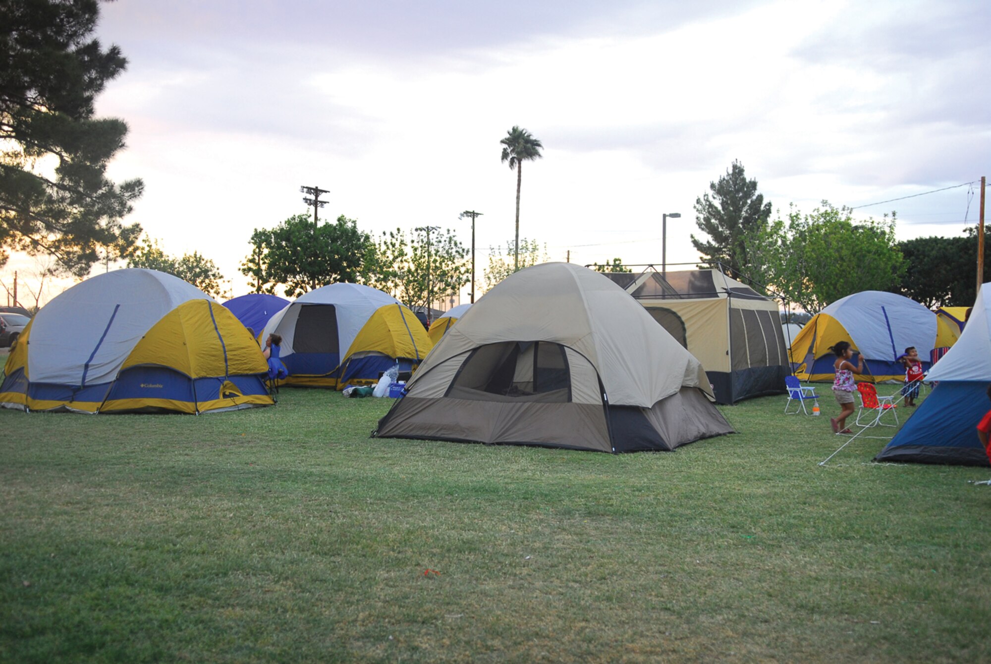 Tents lined Fowler Park during the Luke Air Force Base Spring Family Camp Out April 24. (U.S. Air Force photo/ Airman 1st Class Traci Forte.)