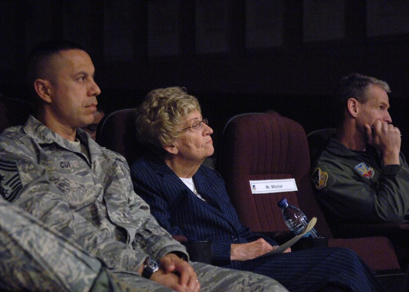 Mrs. Edith Mitchel reflects upon her husband’s journey during his speech given at the Holocaust ‘Day of Remembrance’ commemoration at Holloman Air force Base, N.M., April 21. Guest speaker Mr. Rolf A. Mitchel was accompanied by his wife to share with Holloman his involvement with the Holocaust. (U.S. Air Force photo/Airman 1st Class Veronica Stamps) 