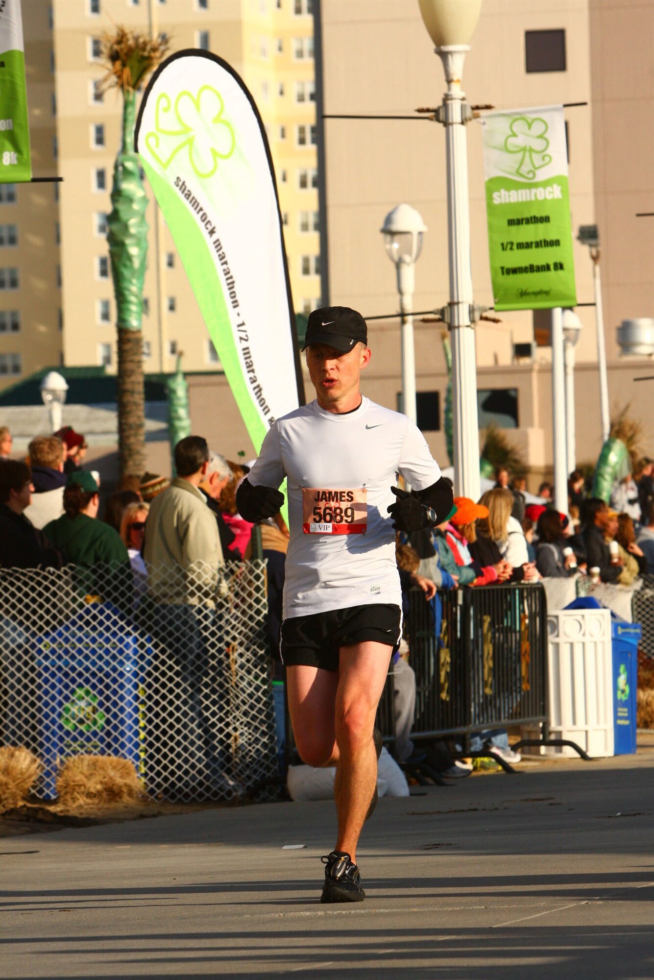 A photo shows Master Sgt. James Richardson at the half Shamrock Marathon recently held in Norfolk, Va. Sergeant Richardson, 65th SFS and 65th LRS first sergeant, is currently preparing to represent the United States Air Forces in Europe as the only delegate from Lajes in the upcoming 2009 Air Force Marathon. (U.S. Air Force courtesy photo) 