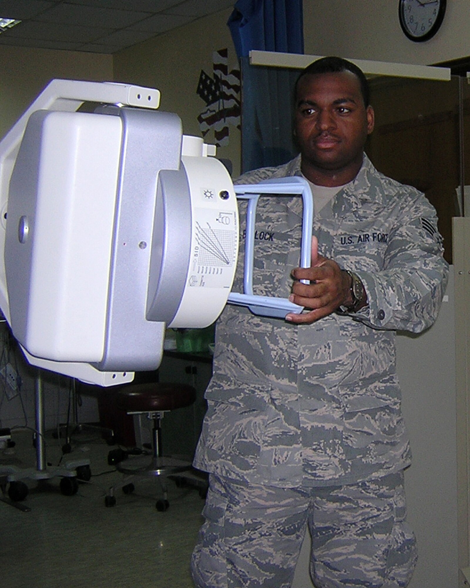SOUTHWEST ASIA -- Senior Airman Dedric Bullock, 386th Expeditionary Medical Group diagnostic imaging/radiology technologist, is deployed from the 88th Medical Operations Squadron at Wright-Patterson Air Force Base, Ohio. (U.S. Air Force courtesy photo)