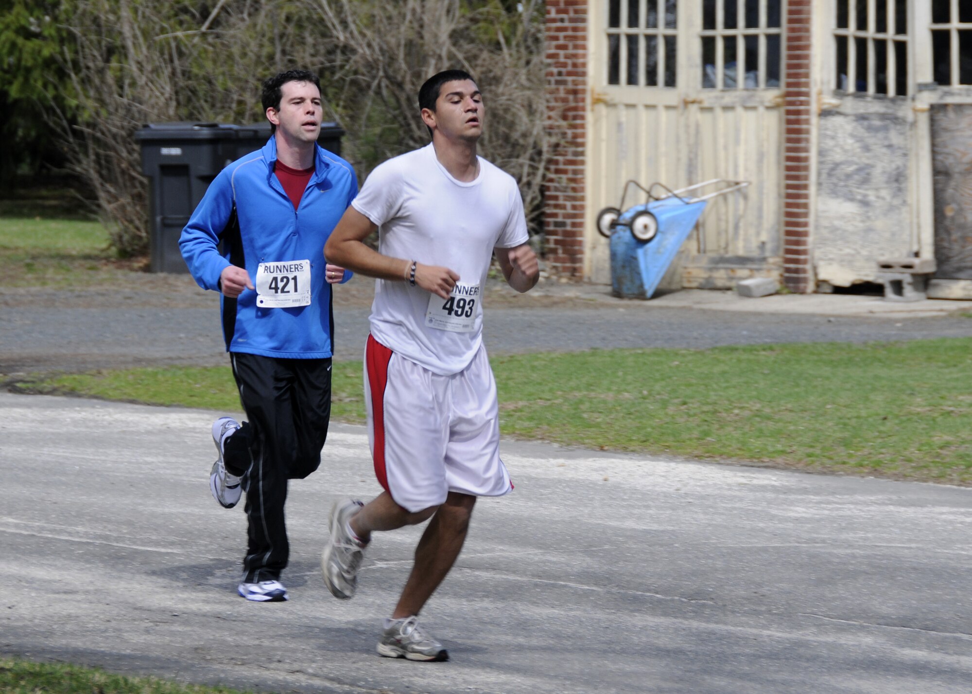 A1C Miguel A. Gonzalez running in the Oleksak Road Race.       