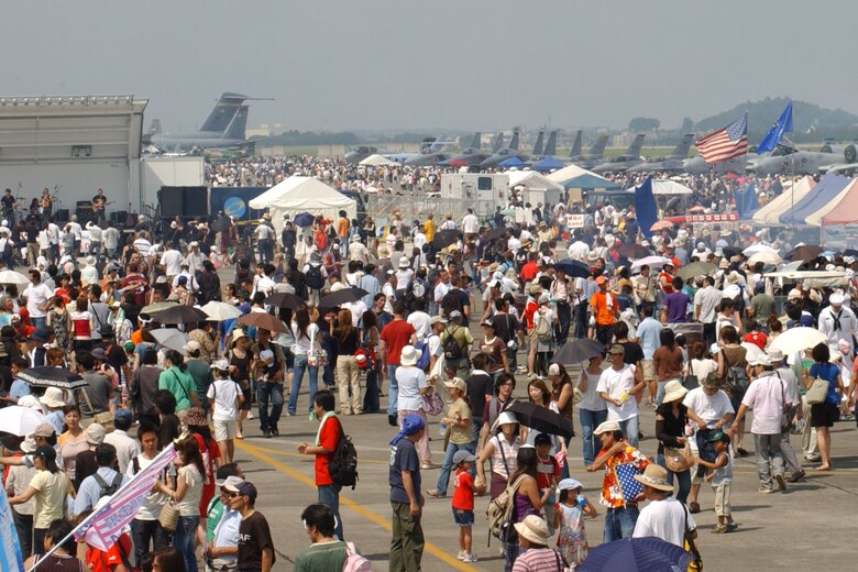 YOKOTA AIR BASE, Japan -- More than 120,000 people visited the base during the 2007 Japanese-American Friendship Festival. This year will mark the 59th year the base has hosted the festival, which runs Aug. 23-24 and features static aircraft displays, music, food, game booths and various other events. (U.S. Air Force photo/Airman 1st Class Brian Kimball)        