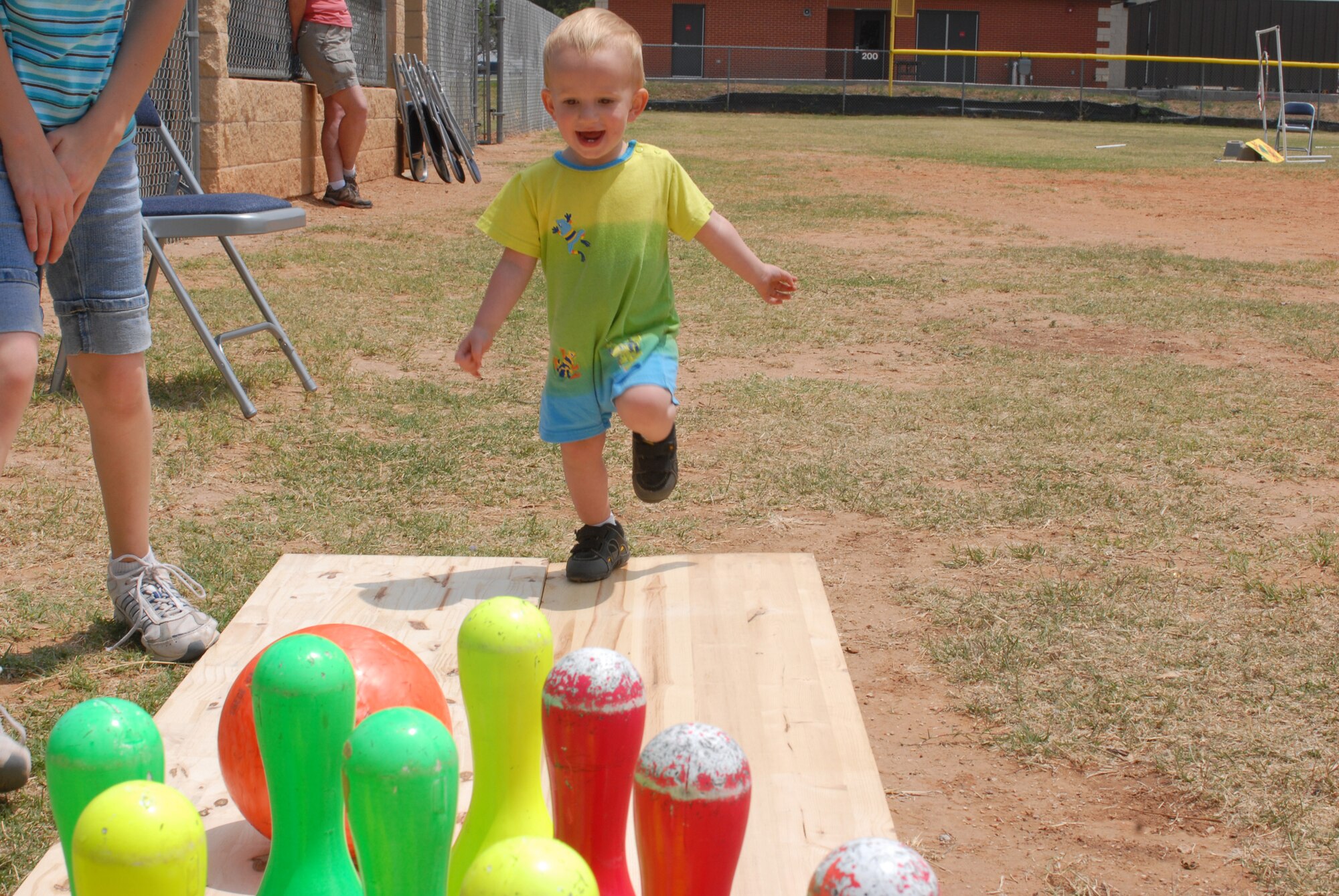Ethan Vigil, son of Staff Sgt. Patricia Vigil, 315th Training Squadron, bowls during the Annual Children’s Festival. (U.S. Air Force photo by Airman Clayton Lenhardt)