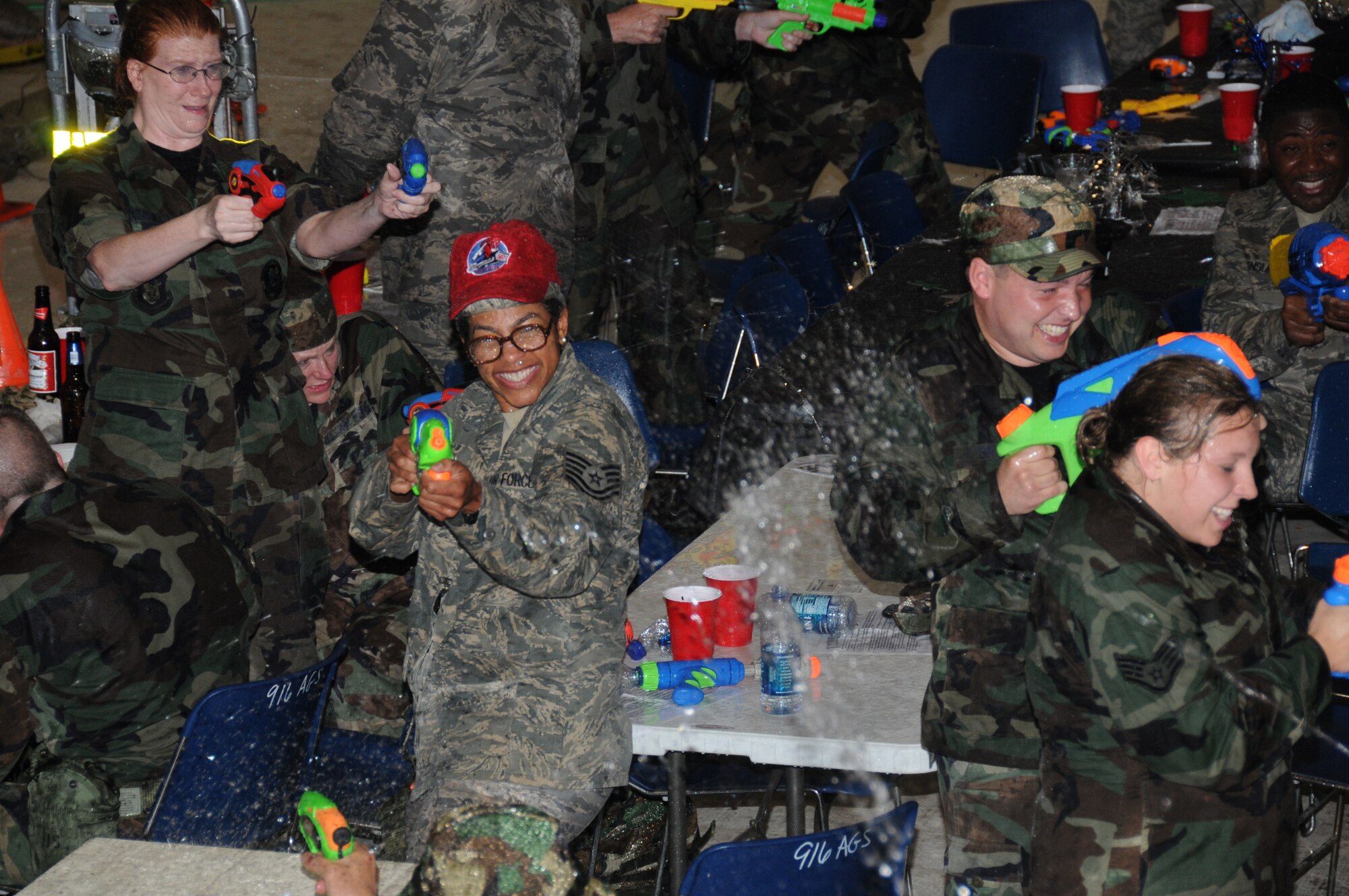 SEYMOUR JOHNSON AIR FORCE BASE, N.C. -- Reservists and active duty members from the 916th Air Refueling Wing, 911th Air Refueling Squadron and 567th RED HORSE Squadron enjoyed an evening of comraderie and water fights during the wing's 2009 Combat Dining In held on May 2, 2009.