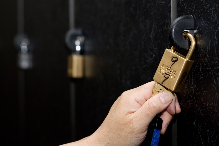 YOKOTA AIR BASE, Japan -- Samurai Fitness Center customers can show their identification cards and sign out free locks for use during their workouts at the fitness center. (U.S. Air Force photo/Osakabe Yasuo)