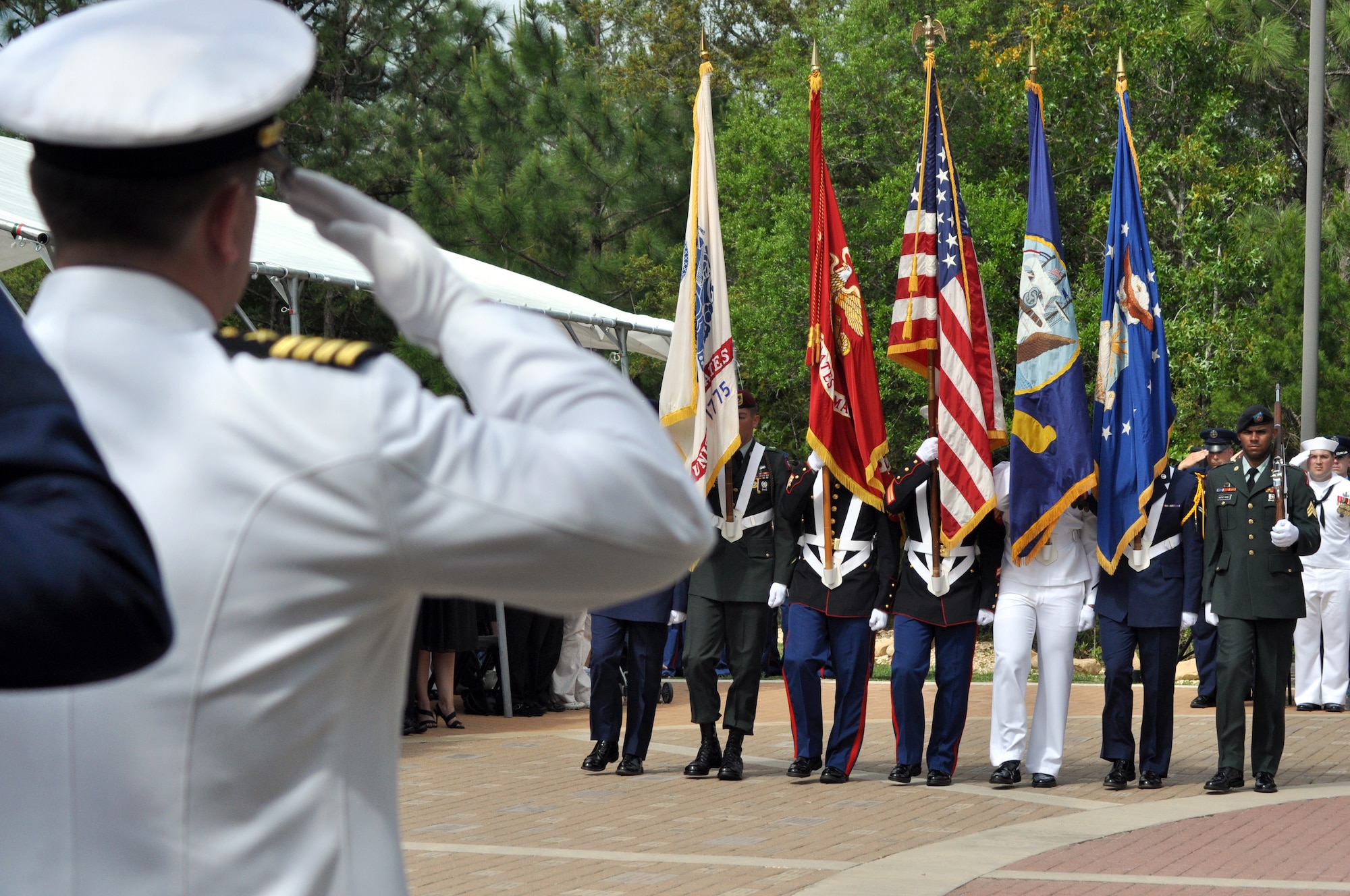 EGLIN AIR FORCE BASE, Fla.-- More than 1,000 servicemembers, family and friends gathered to honor six people whose names were added to the Explosive Ordnance Disposal Memorial. The ceremony was part of the 40th Annual Explosive Ordnance Disposal Memorial Service May 2, at the Kauffman EOD Training Complex. During the service, six servicemembers' names were added to the Memorial. The total now stands at 238 names. The men and women whose names are on the Memorial must be graduates of an approved EOD School who have given their lives on active duty as a result of an EOD mission since the declaration of World War II. (U.S. Air Force photo/ Airman Anthony Jennings)