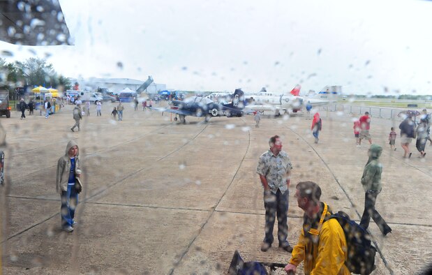 DYESS AIR FORCE BASE, Texas - Residents of the city of Abilene in cold and rainy weather came out to support the Big Country Airfest at the Abilene Regional Airport, May 2.  The Airfest was able to have two flyovers a B-1 bomber from Dyess Air Force Base and a B-52 bomber demonstrating air power in action.  (U.S. Air Force photo by Staff Sgt. Connor Estes).  