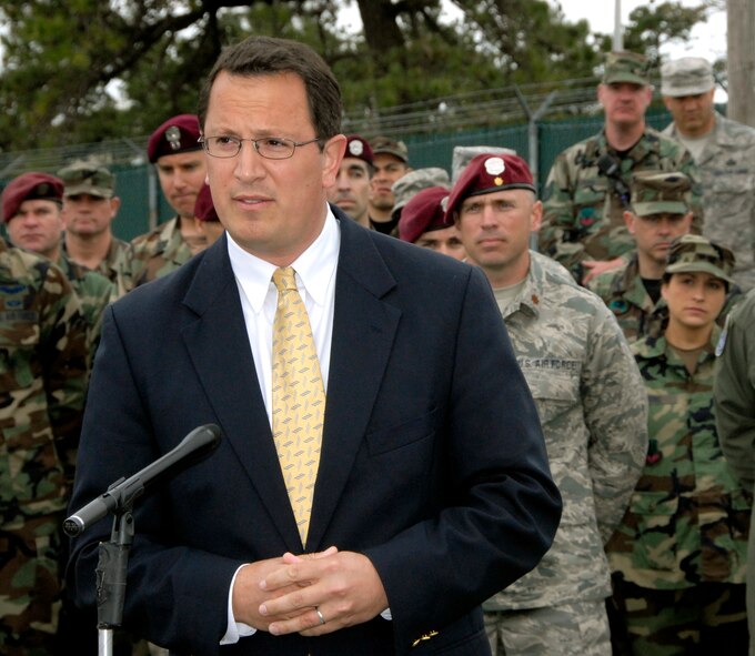 The Hon. Christopher R. Nuzzi, Councilman of the Town of Southampton, speaks to the assembled group during the ground breaking ceremony on May 2, 2009.

Members of the 106th Rescue Wing, elected officials, and the Friends of the 106th break ground for a new building to house the 103rd Rescue Squadron at F.S. Gabreski (ANG), Westhampton Beach.

(U.S. Airforce Photo/Tech Sgt. Frank P. Rizzo)

Photo Released by Capt. Alexander Q. Spencer, 631-723-7470