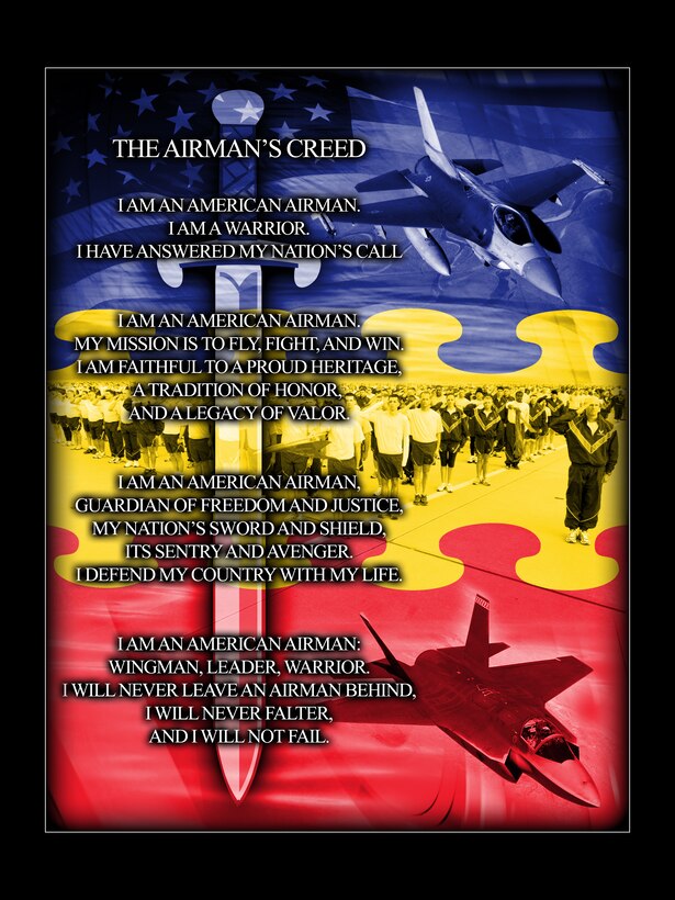 SHAW AIR FORCE BASE, S.C.-- Poster of the Airman's Creed, taylored to Shaw AFB, SC. (U.S. Air Force Illustration by TSgt Josef Cole)