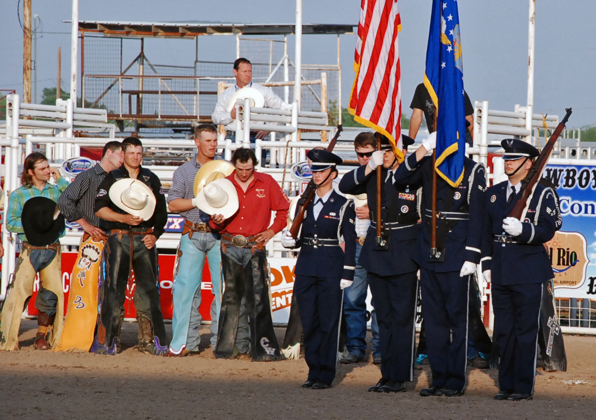LAUGHLIN AIR FORCE BASE, Texas -- Tatum Presnall, 7, tries to rope a steel bull at a booth at the 32nd George Paul Memorial Bullriding event.  Ms. Presnall was one of nearly 500 Laughlin members who turned out for the two day event held May 2 and 3. Laughlin volunteers were a key part of the 32nd George Paul Memorial Bullriding event, held in Del Rio at the Val Verde County fairgrounds, where riders from Mexico and the United States competed for $10,000 in prize money.  Laughlin members helped direct parking, served as the Honor Guard and nearly 500 Laughlin members attended the two-day event. More than 8,000 attended the Bull Ride.  According to Mr. John Ludlum, marketing director for the bullride, Laughlin members were an “integral part of the event.” He said the Laughlin’s Boy Scout troop cleaned every seat Saturday morning, hours before the event started and another team of Laughlin volunteers ensured the tarp that provided shade was safely in place.  “Every year Laughlin’s participation grows,” said Mr. Ludlum. “And from our perspective, that’s a good thing. (U.S. Air Force photo by Tech. Sgt. Joel Langton)